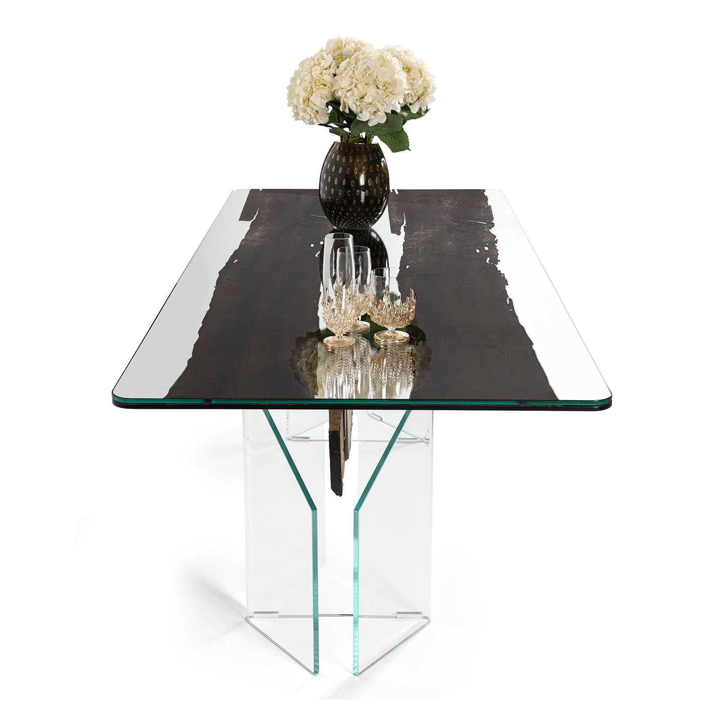 Mesa Venezia De Cristal Y Madera En Roble Negro VGnewtrend Artemest