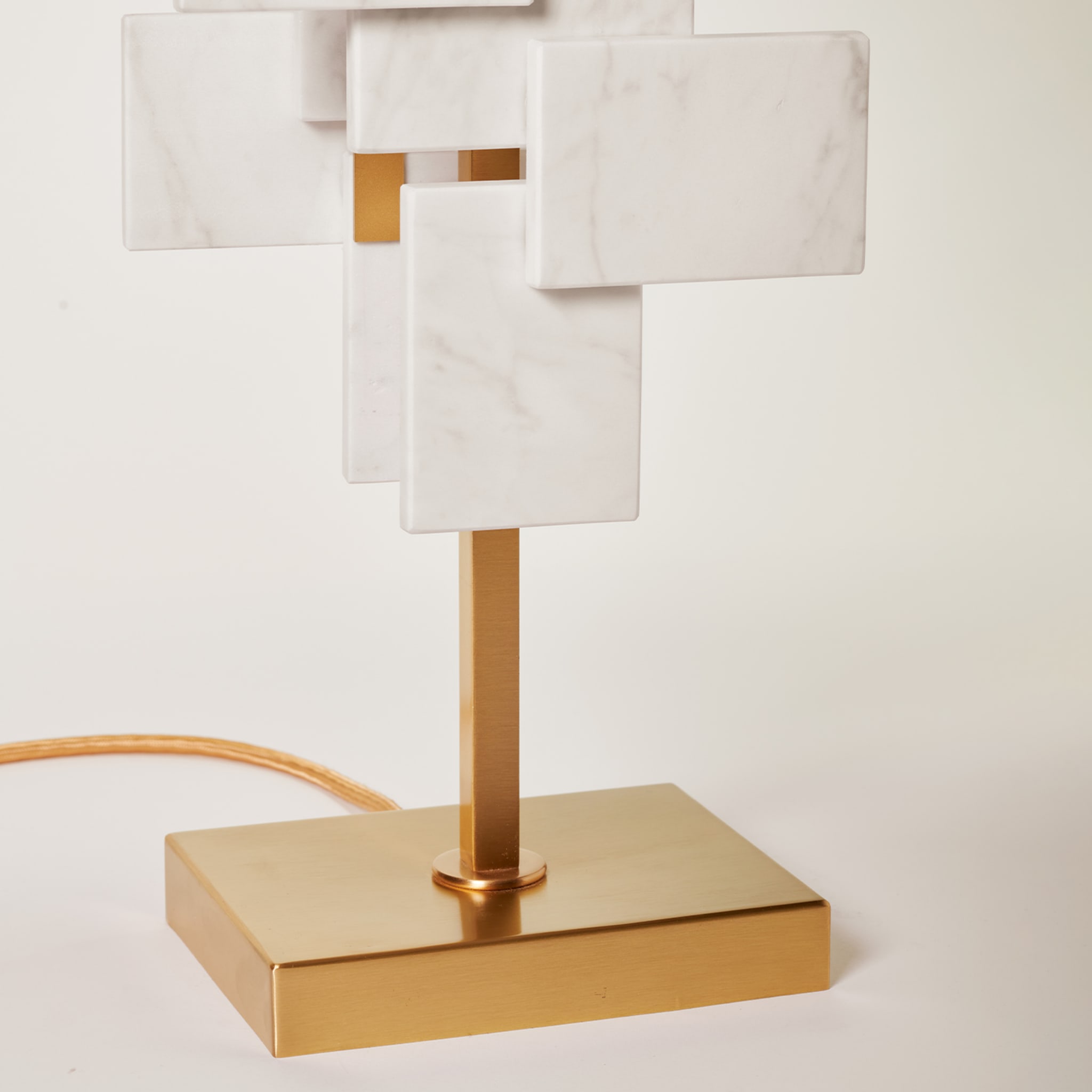 "Tiles" Table Lamp in Carrara Marble and Satin Brass - Alternative view 1