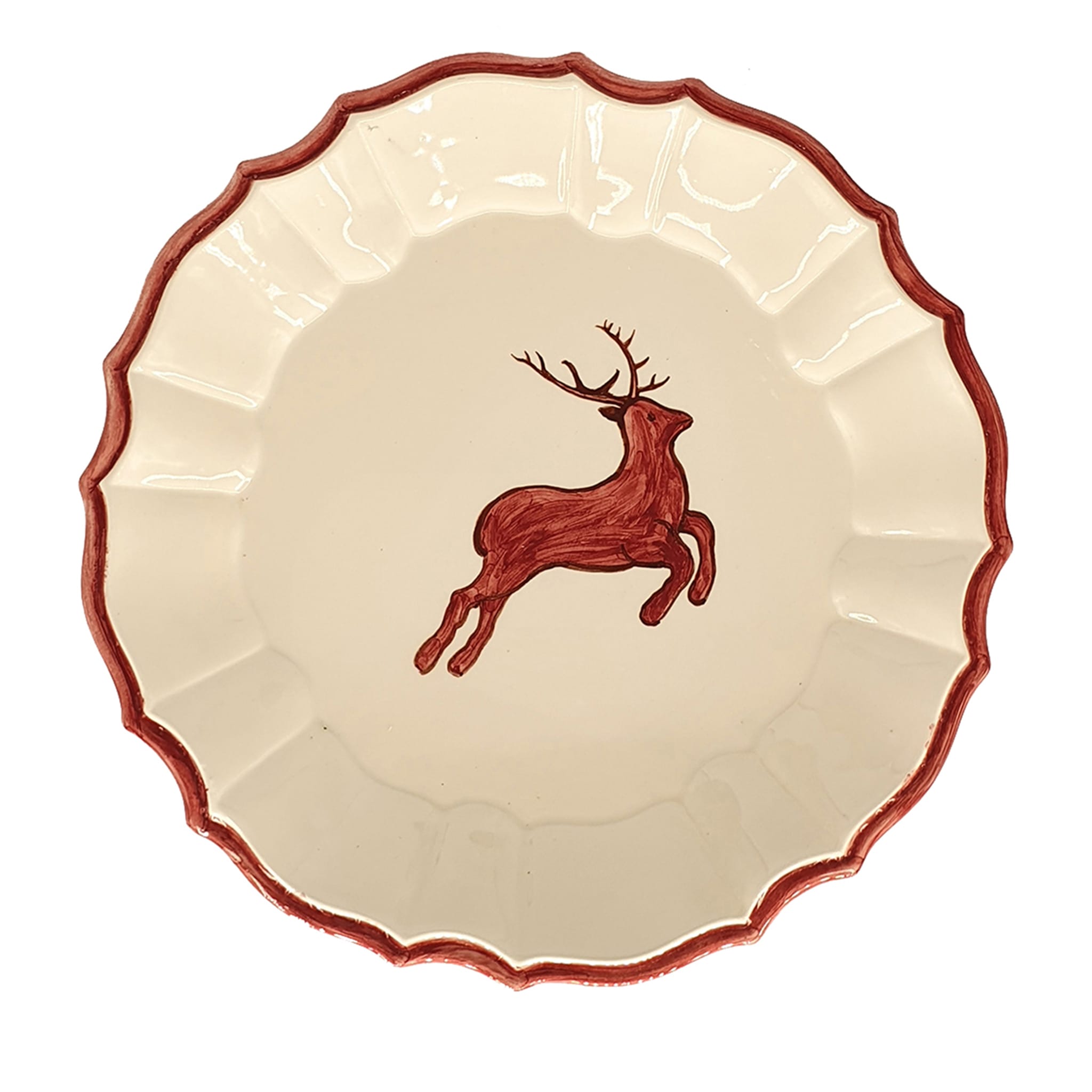 Lote de 2 platos de postre de cerámica navideña roja - Vista principal