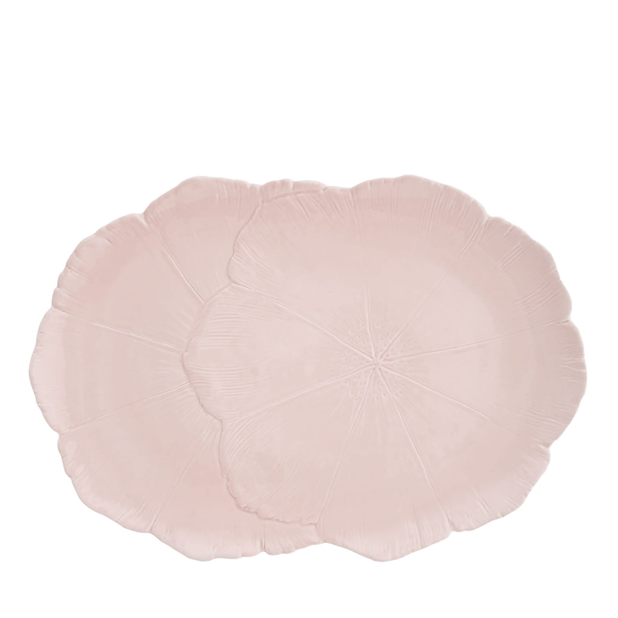 Piatto ovale in ceramica fine rosa fiore di ciliegio  - Vista principale
