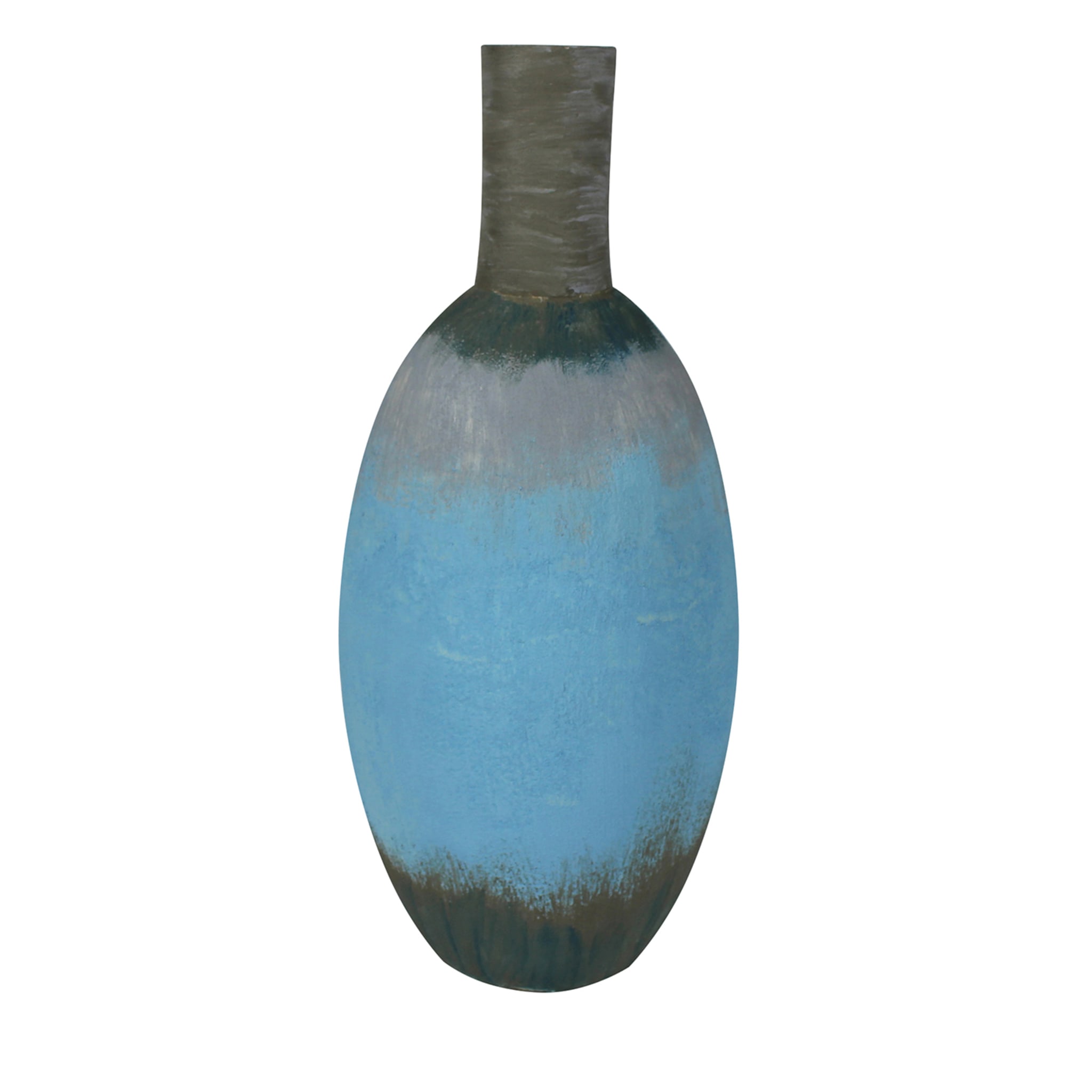 Wölbende hellblaue, graue und grüne Vase 13 von Mascia Meccani - Hauptansicht