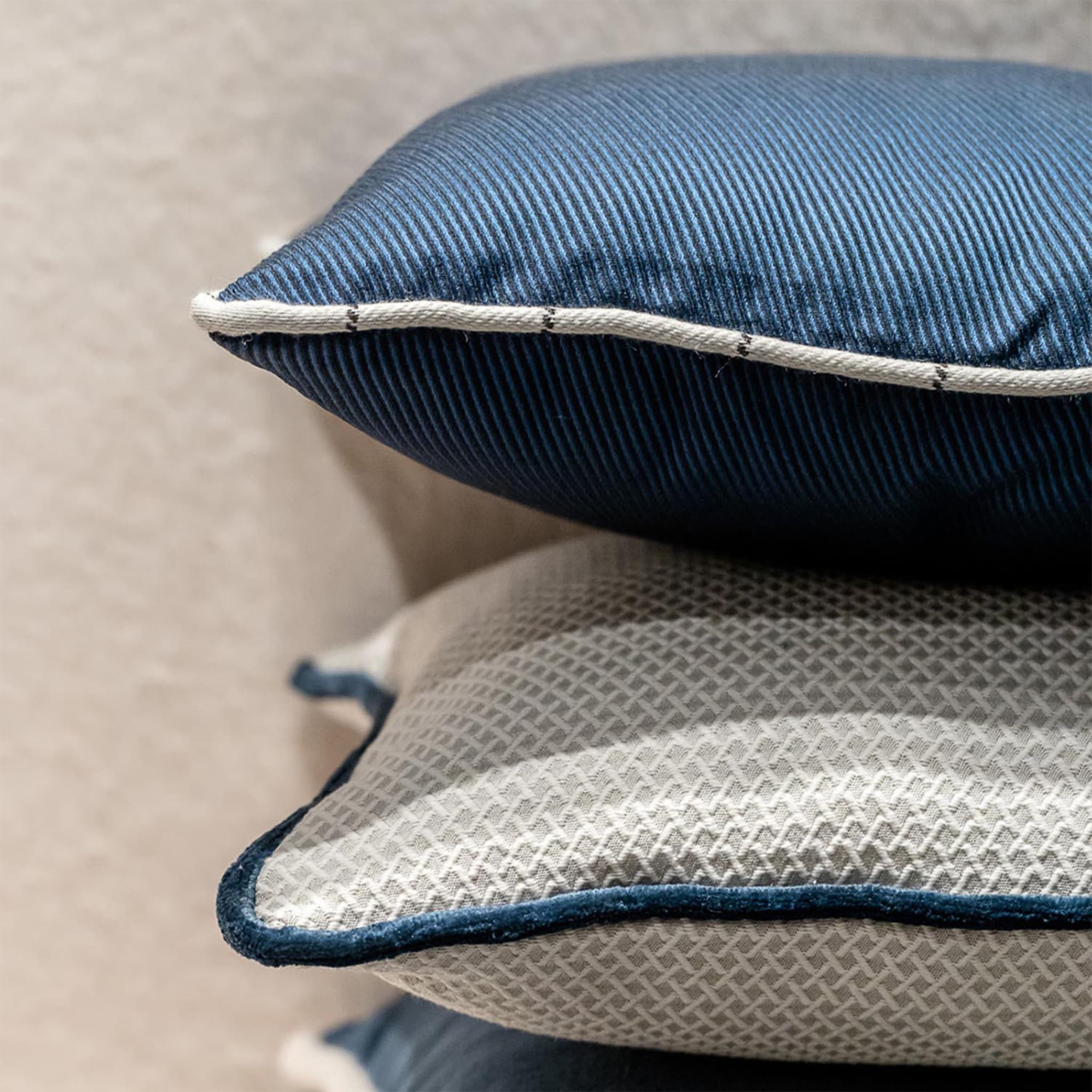 Blue Carré Cushion in false unit jacquard fabric - Alternative view 2