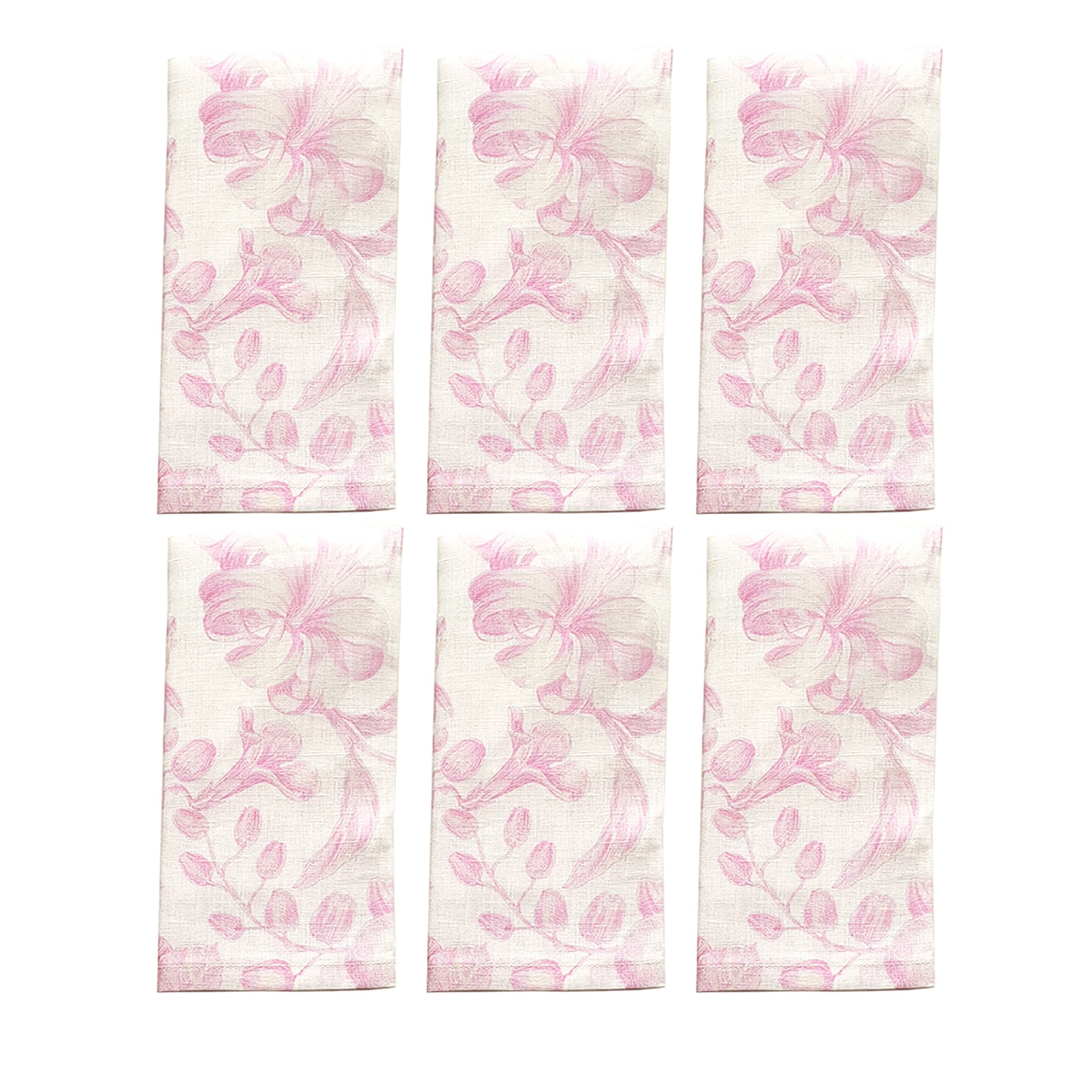 Marie Antoinette Set de 6 serviettes roses et blanches - Vue principale