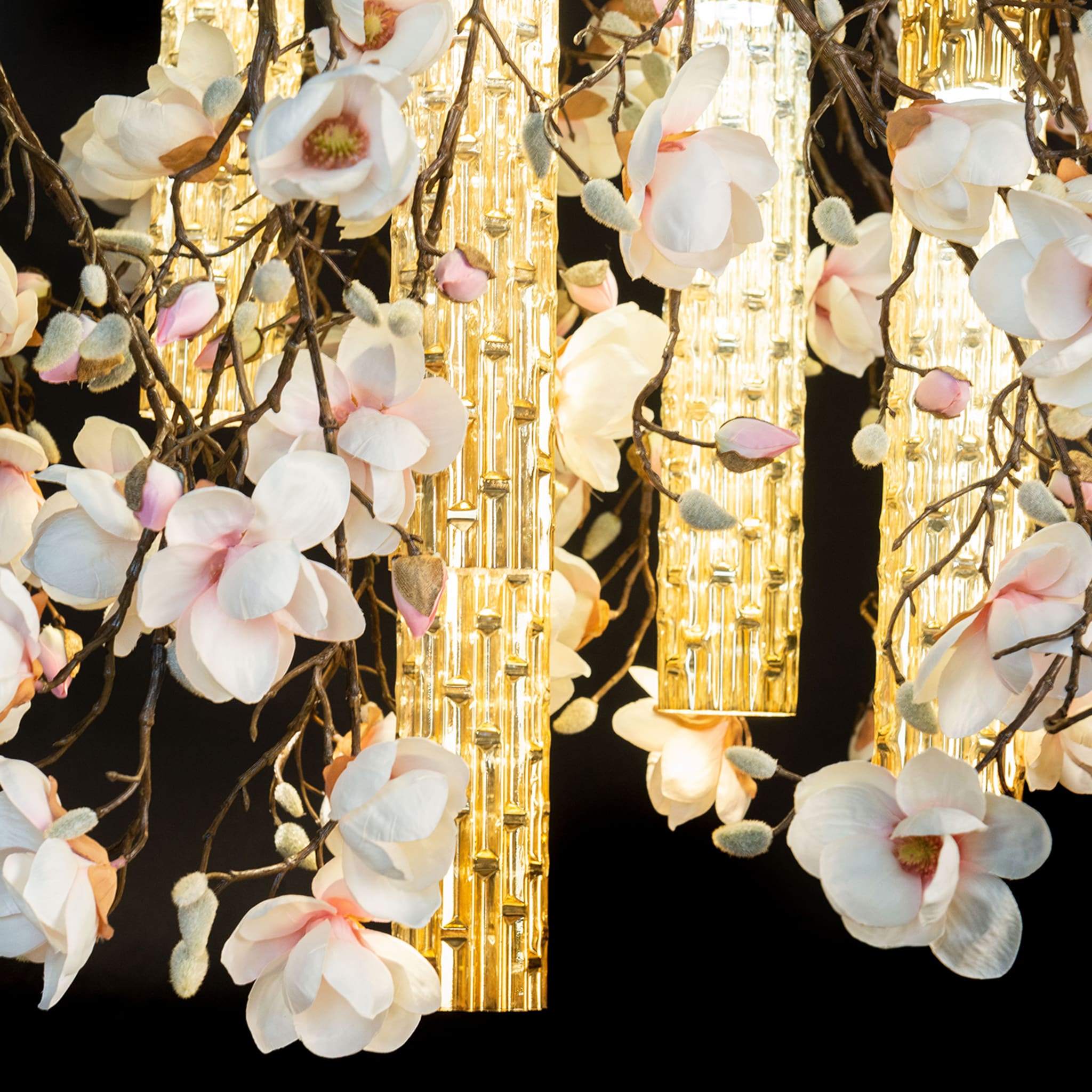 Flower Power Magnolia Square White and Gold Chandelier - Alternative view 4
