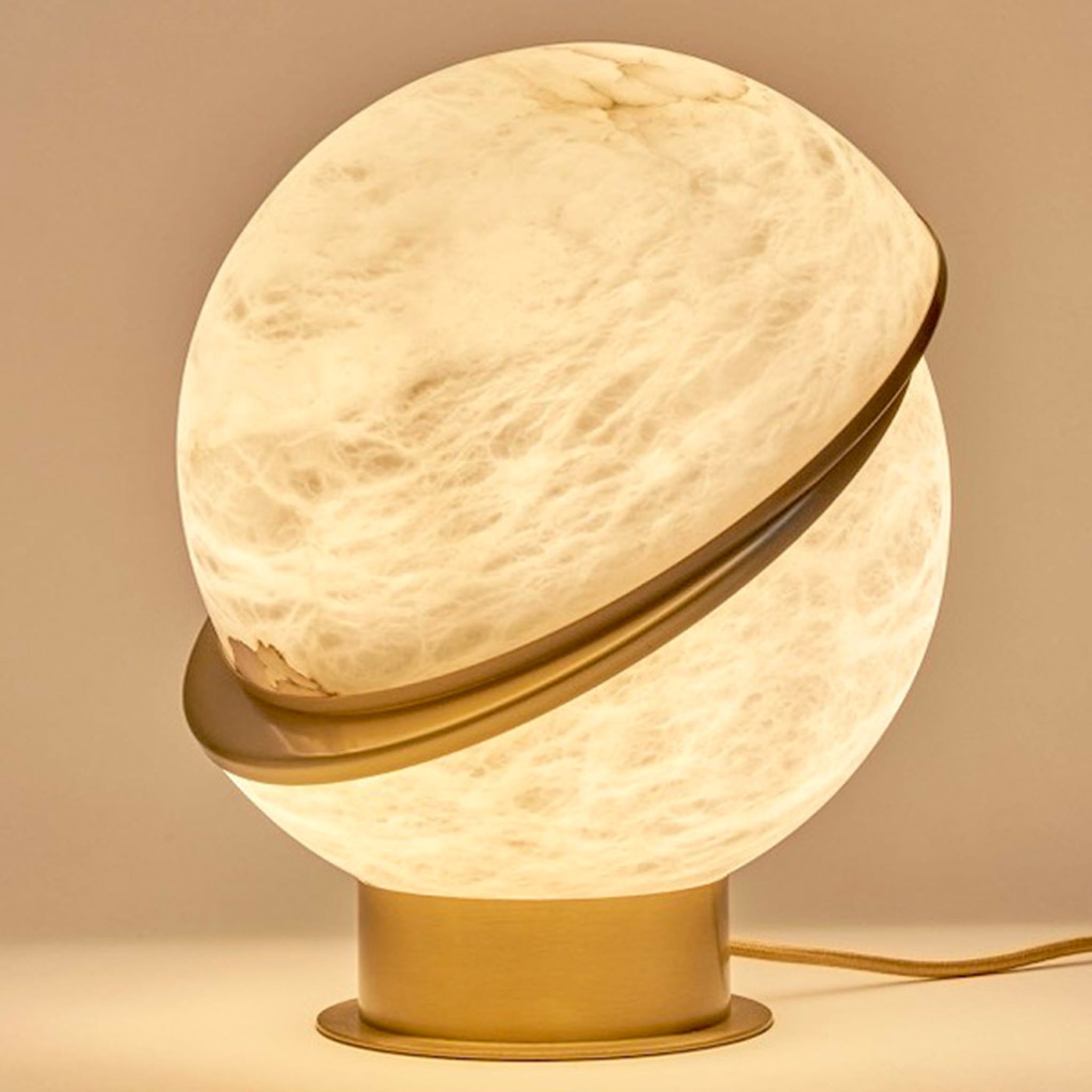 "Offset Globe" Table Lamp in Satin Brass - Alternative view 2