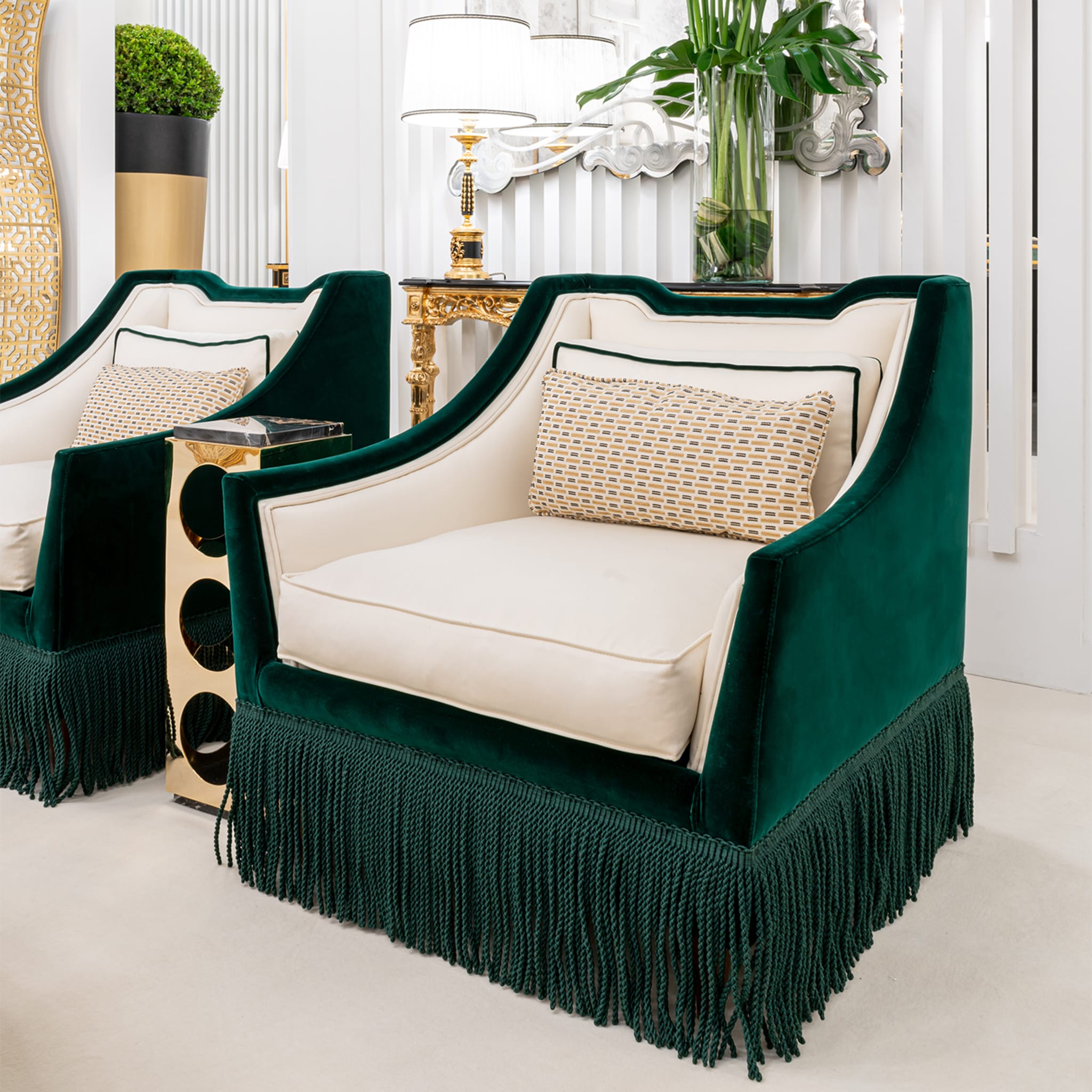 Art Deco Green Velvet Armchair - Alternative view 4