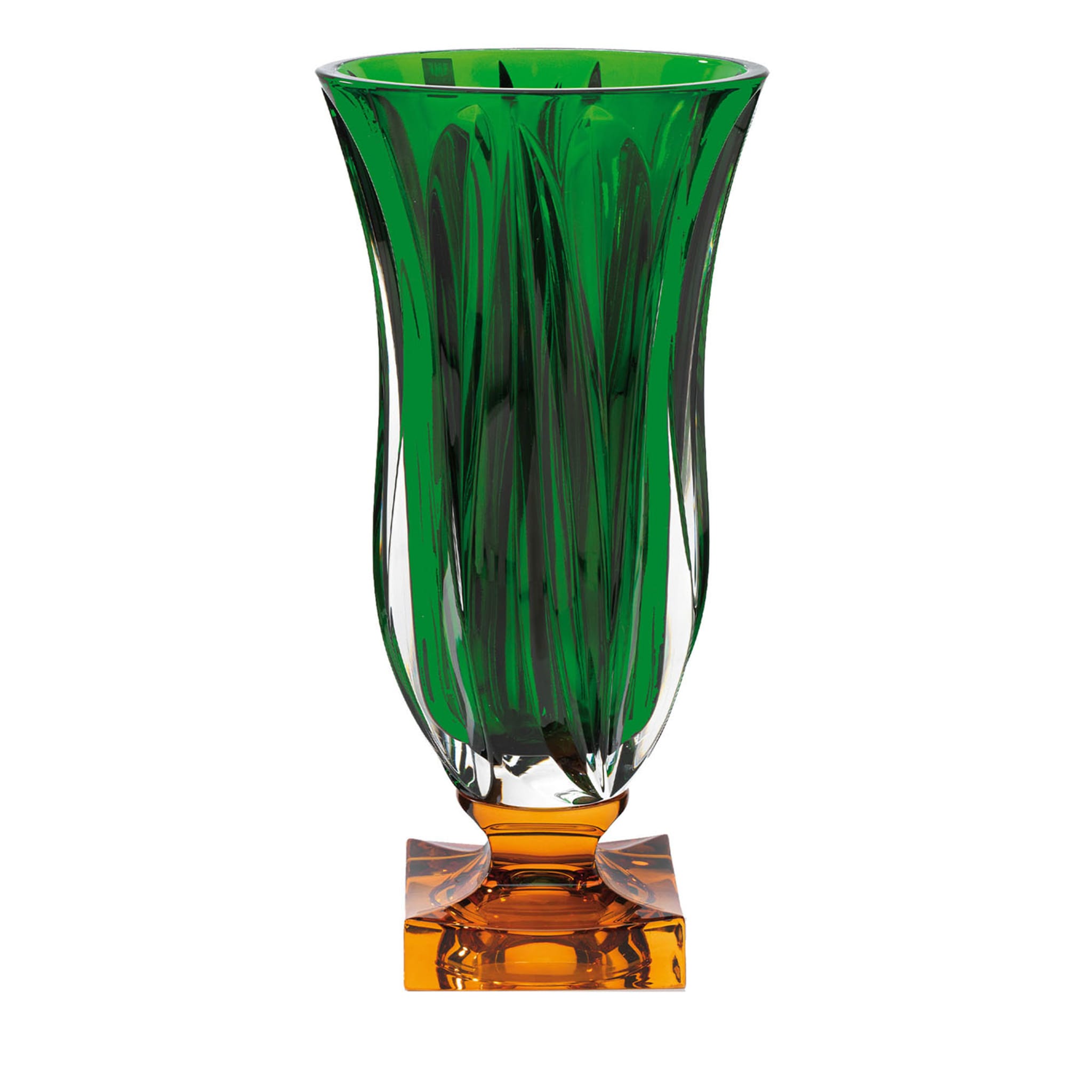 Fire Amber & Green Footed Vase - Main view
