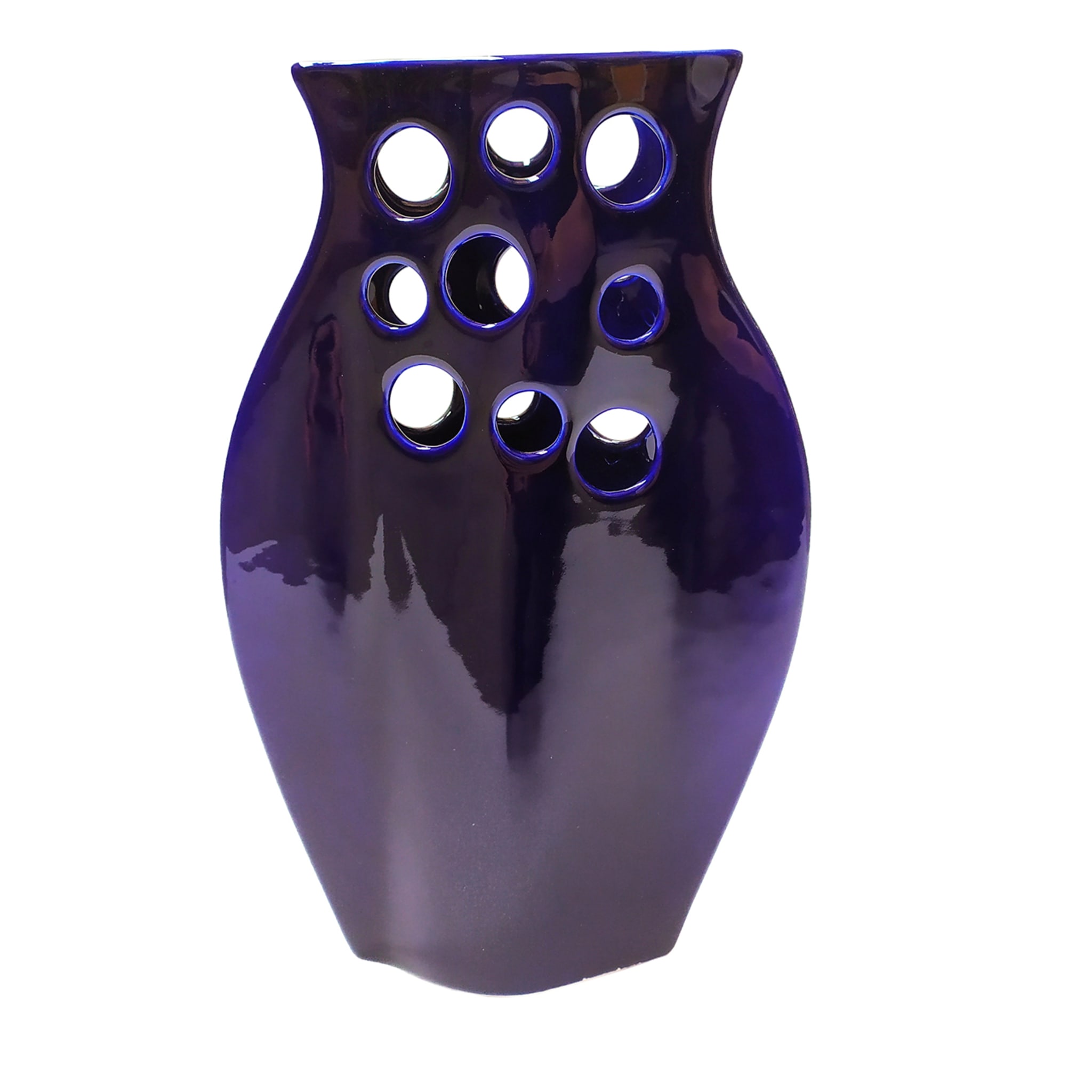 Schiacciati Glossy Blue Vase #2 - Main view