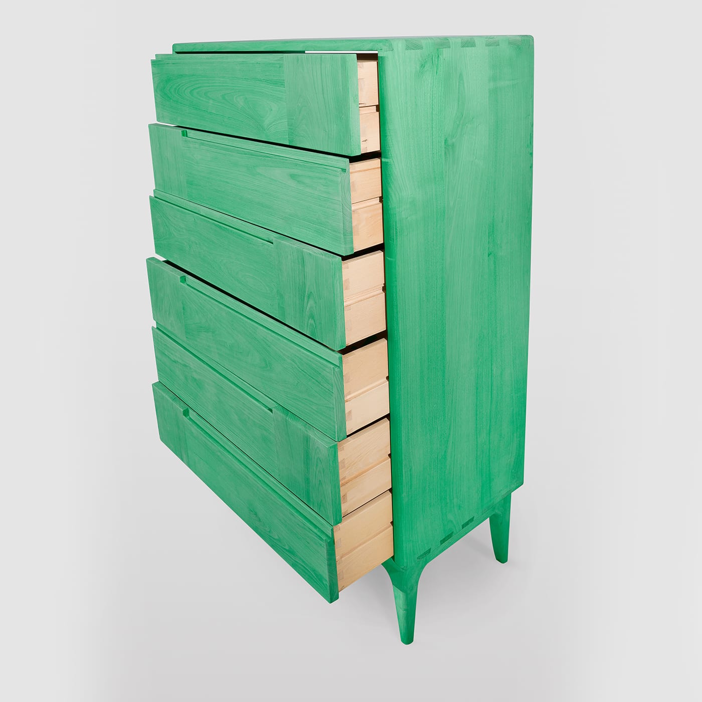 Dovetail Scandinavian Green SixDrawer Dresser Ebanisteria Roberto