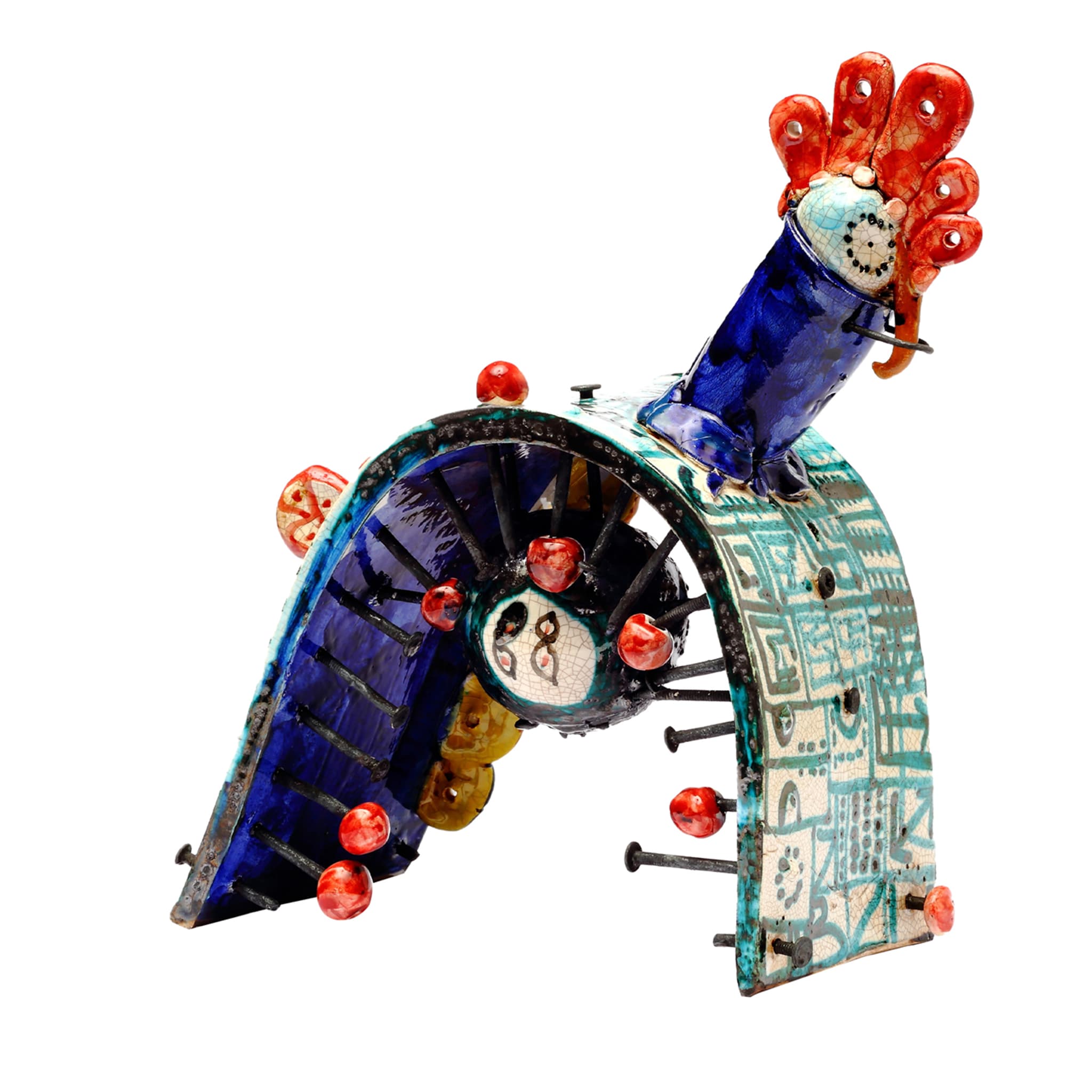 Uccello Meccanico Terzo Sculpture polychrome - Vue principale