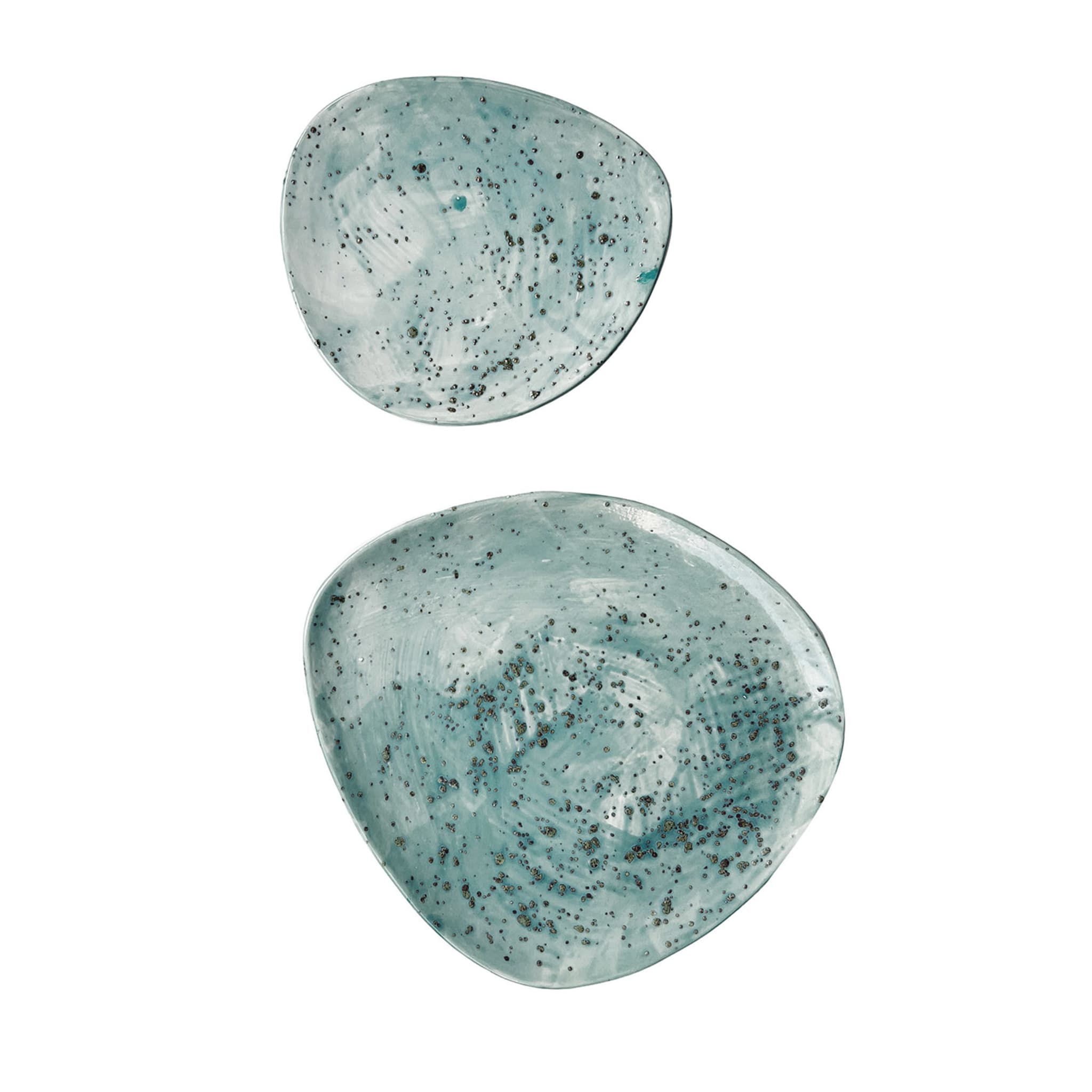 Jade Dining Set of 2 Mottled Teal Plates - Main view