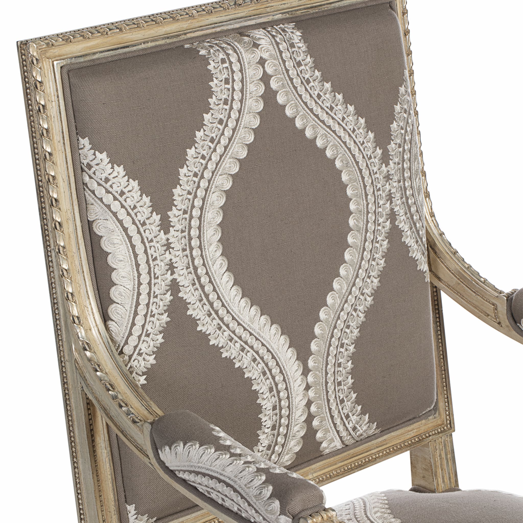 Louis XVI-Style Beige & Gray Armchair - Alternative view 1