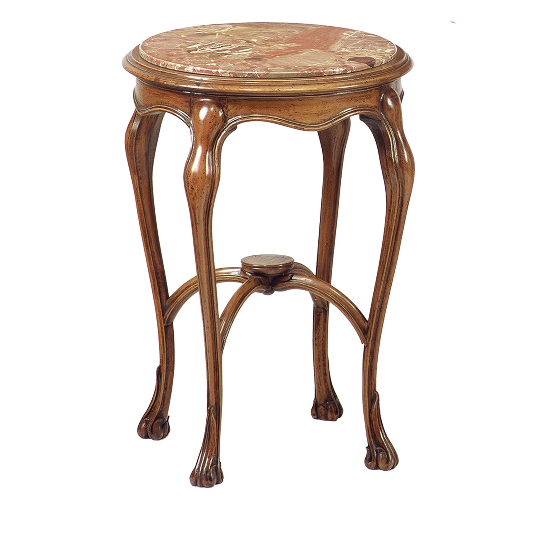 French Art Nouveau-Style Round Side Table with Macchiavecchia Top - Main view