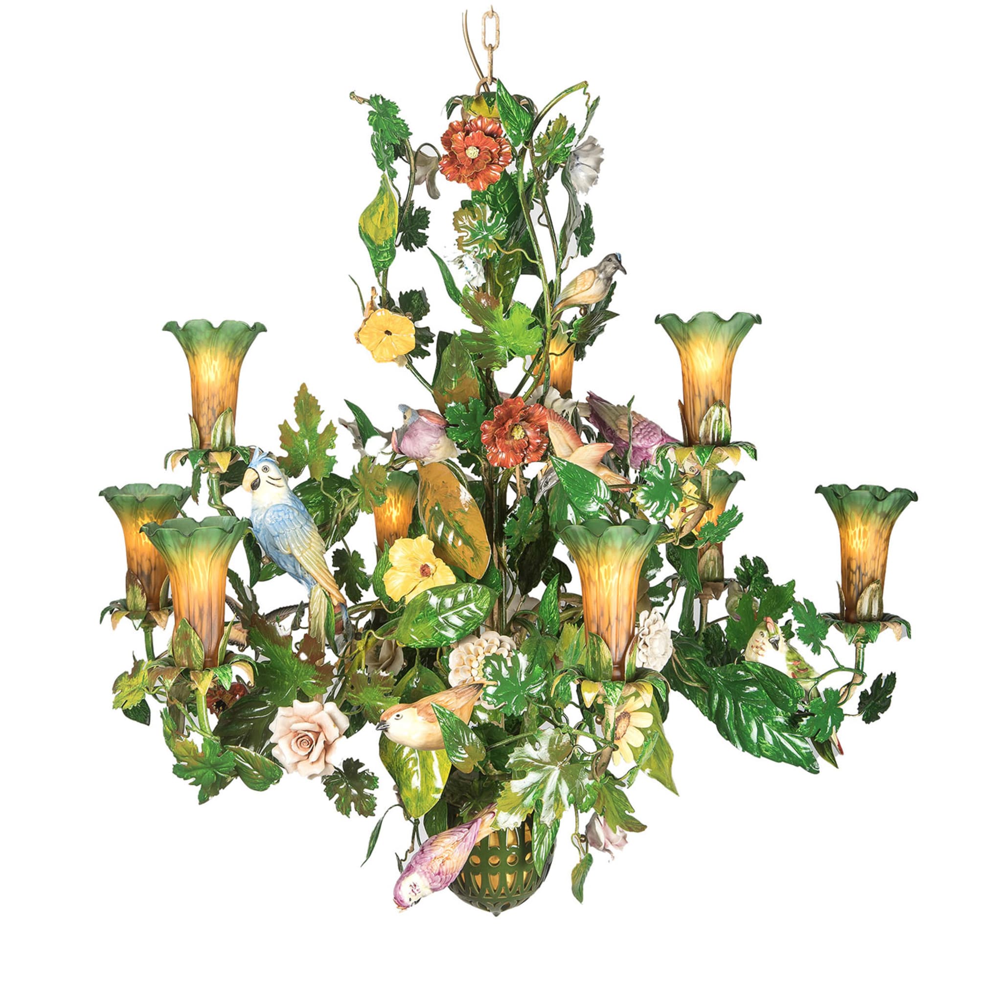 Tropical 9-Light Polychrome Chandelier by Antonio Fullin - Main view