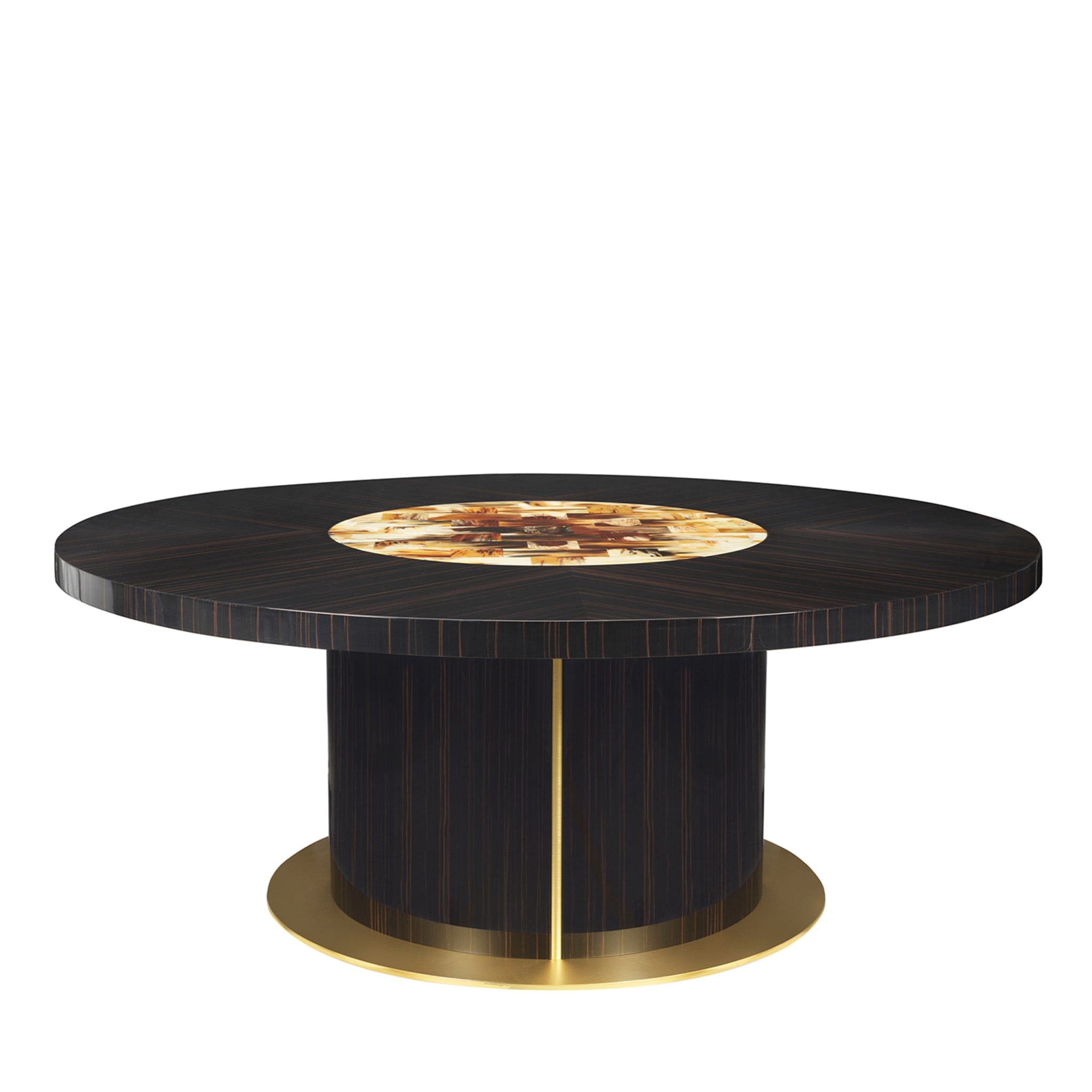 Nettuno Mesa de comedor ovalada de ébano con incrustaciones de cuerno - Vista principal
