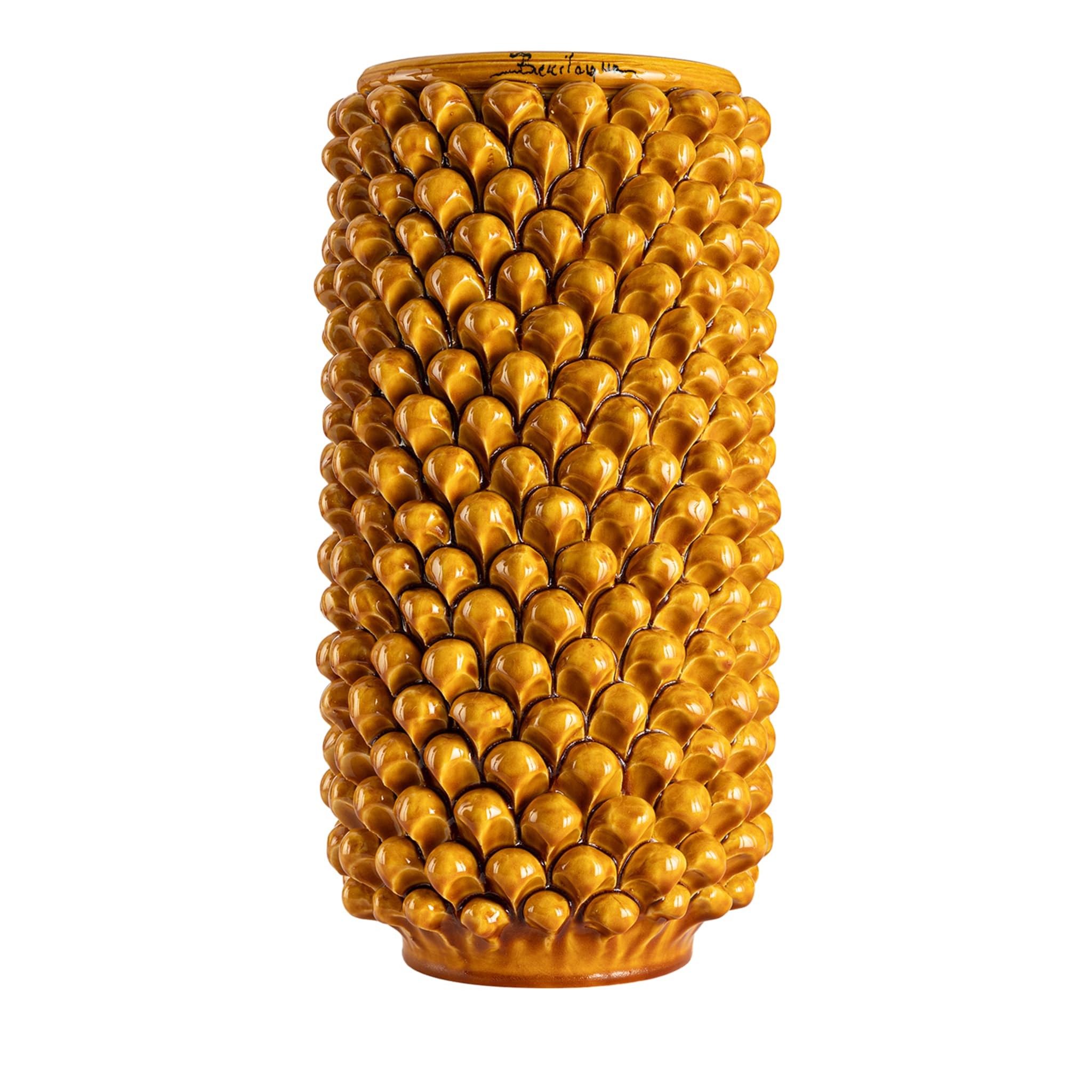 Jarrón cilíndrico de cerámica con miel - Vista principal