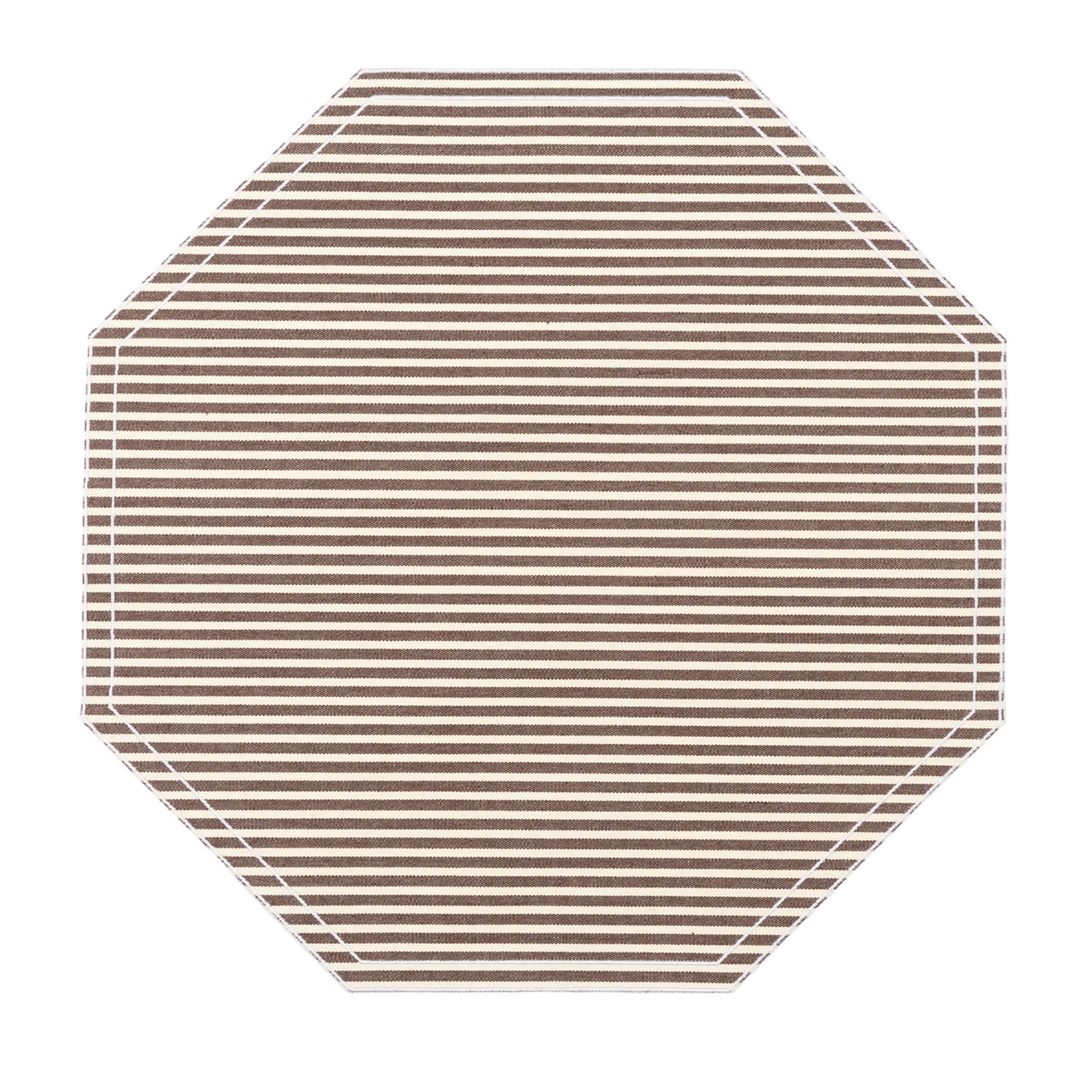 Set of 2 Mr Stripes Octagon Brown & White Placemats - Main view