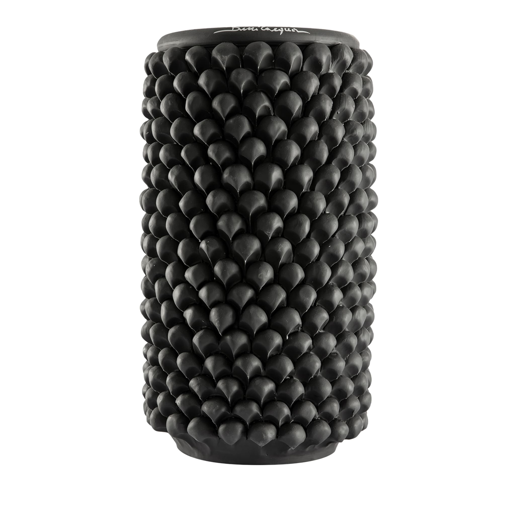 Zylindrische Vase aus schwarzer Keramik - Hauptansicht