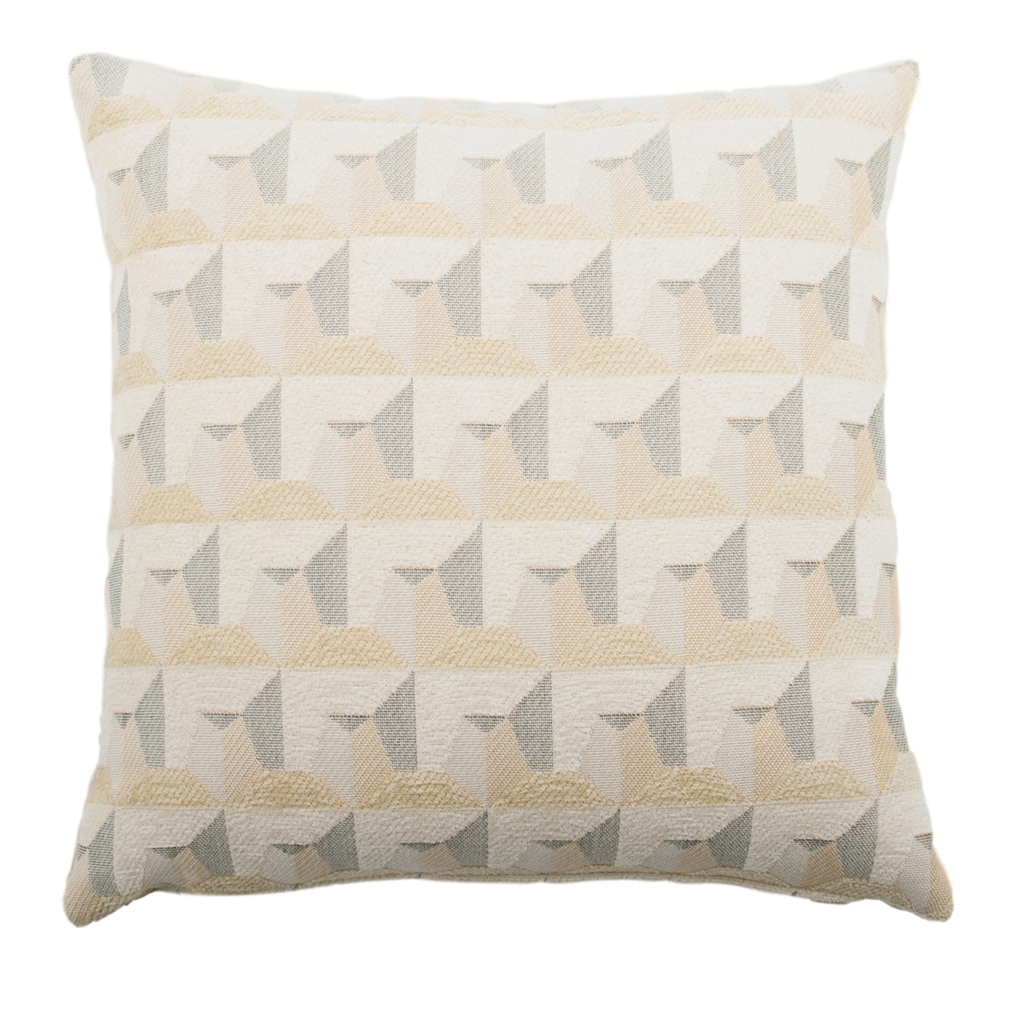 White Carrè Cushion in geometric jacquard fabric - Main view