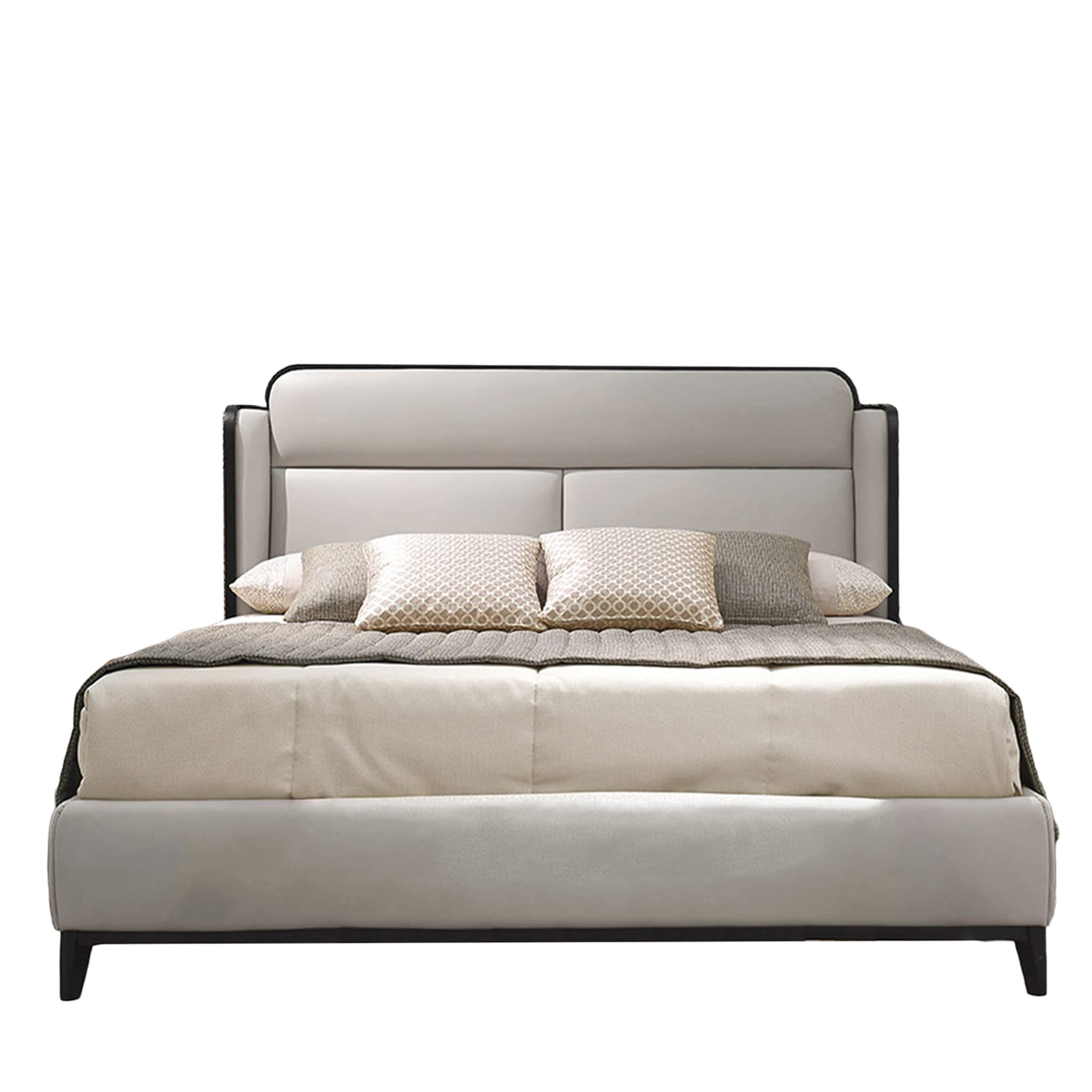 Grey Leather Bed - Main view