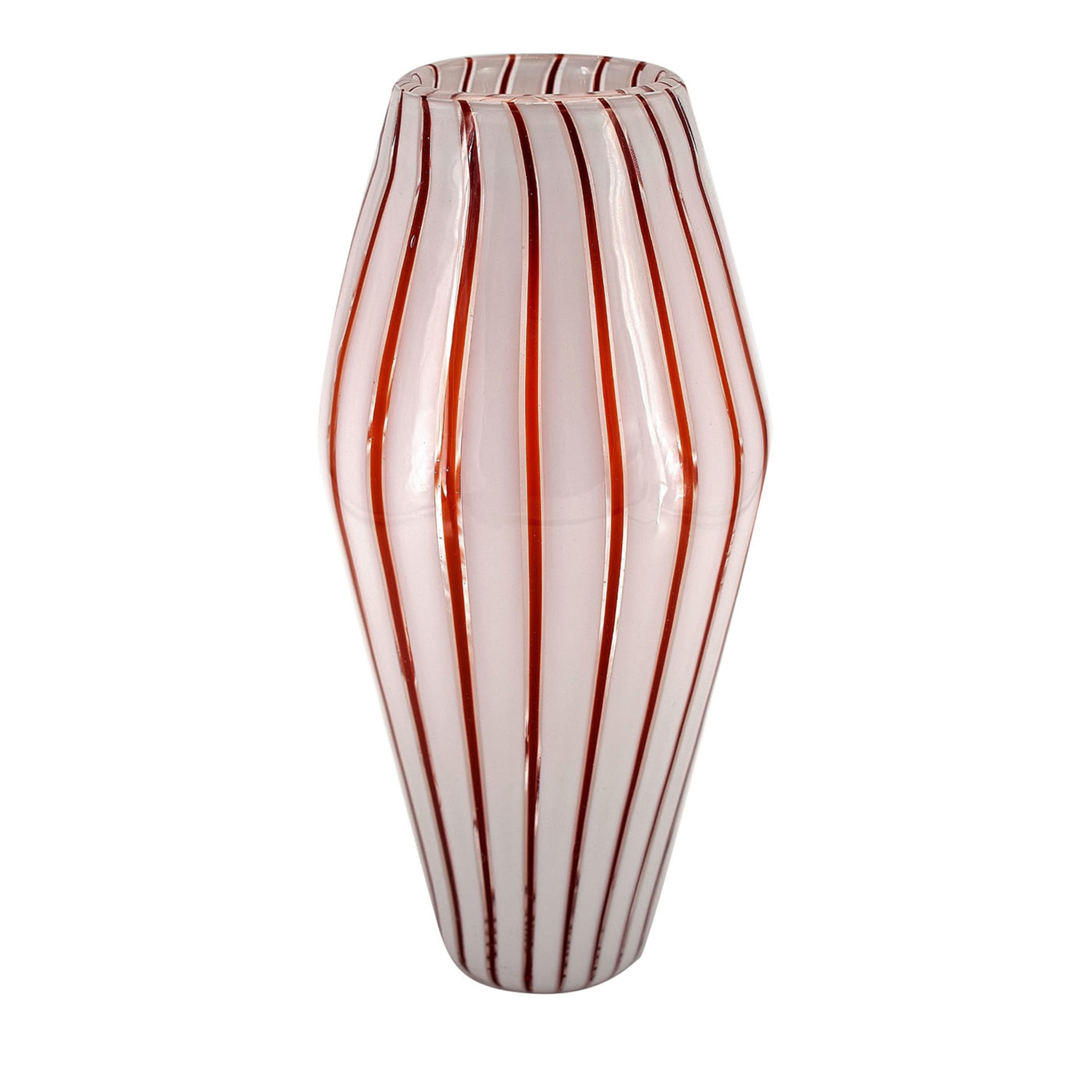 Doppio Cono Striped White & Chestnut Vase - Main view