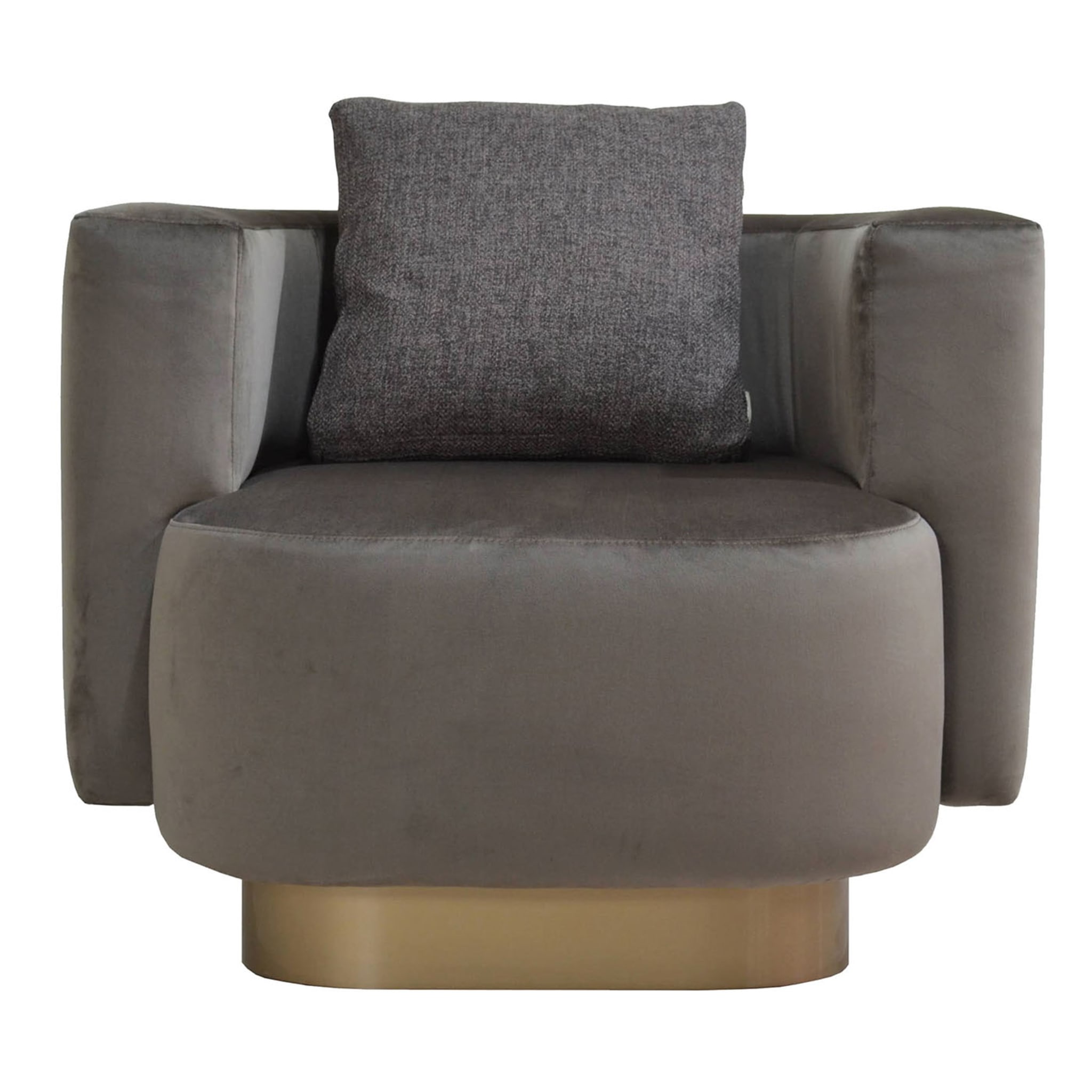 Italian Contemporary Lounge Upholstered Armchair in Mocha Brown - Main view