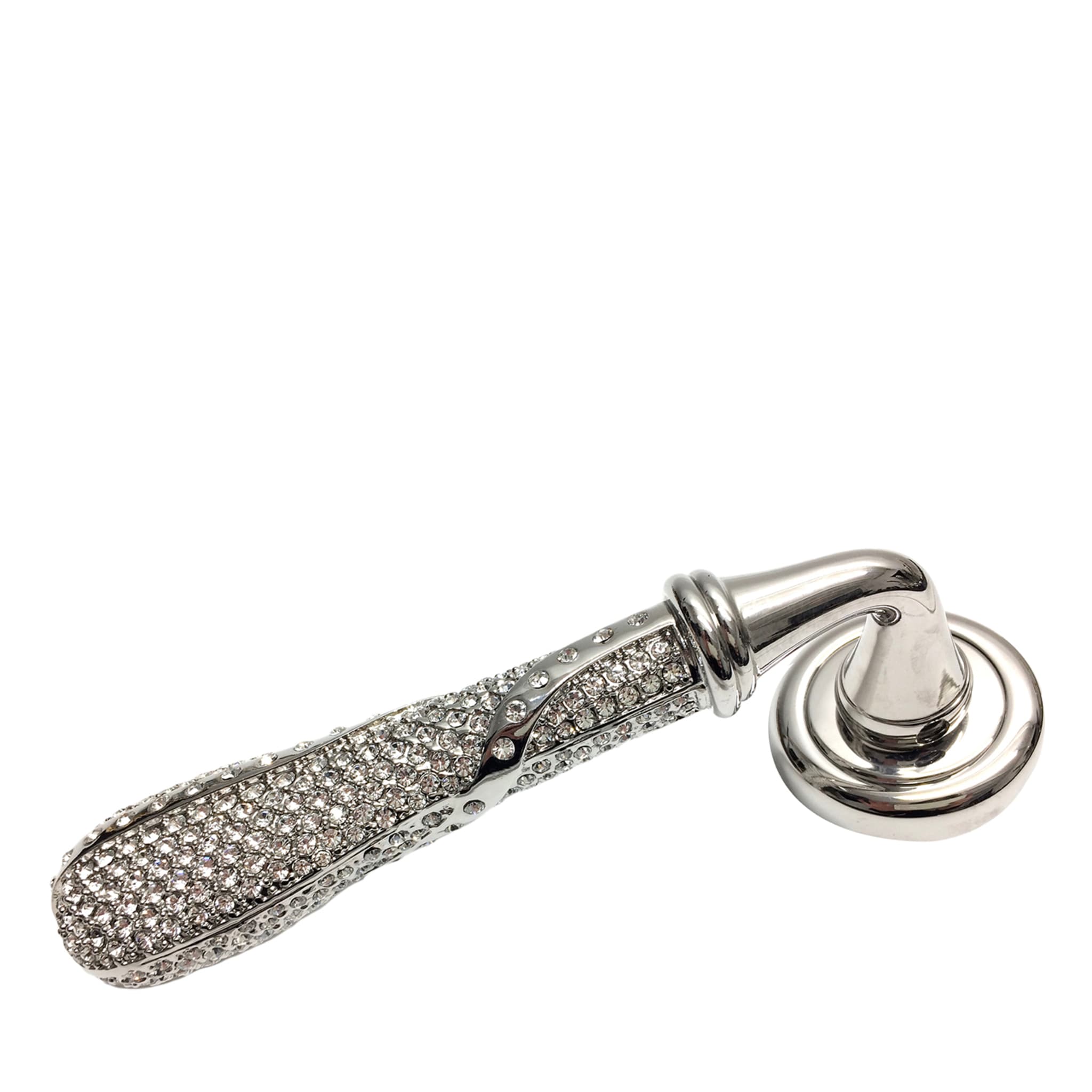 Twisted Silvery Lever On Rose Handle with Rhinestones - Main view