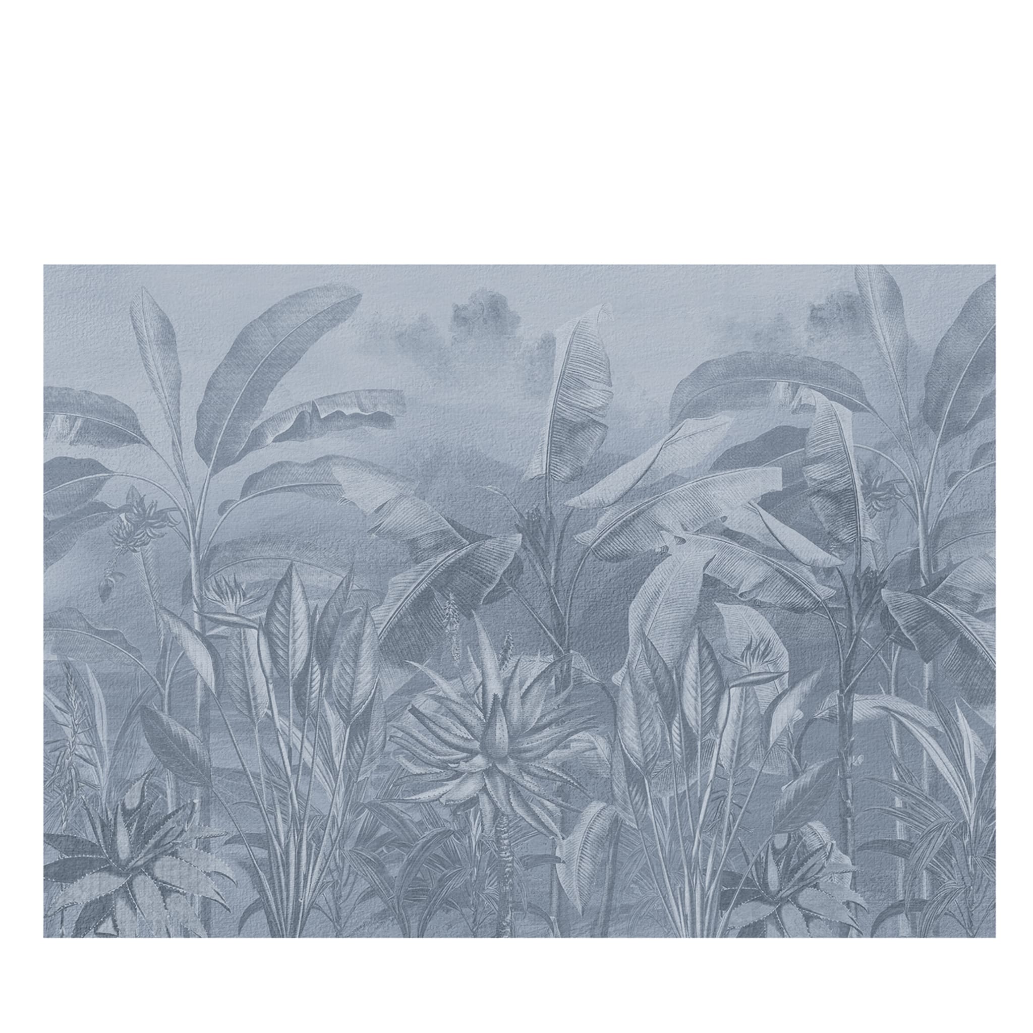 Carta da parati strutturata con piante dai toni blu - Vista principale
