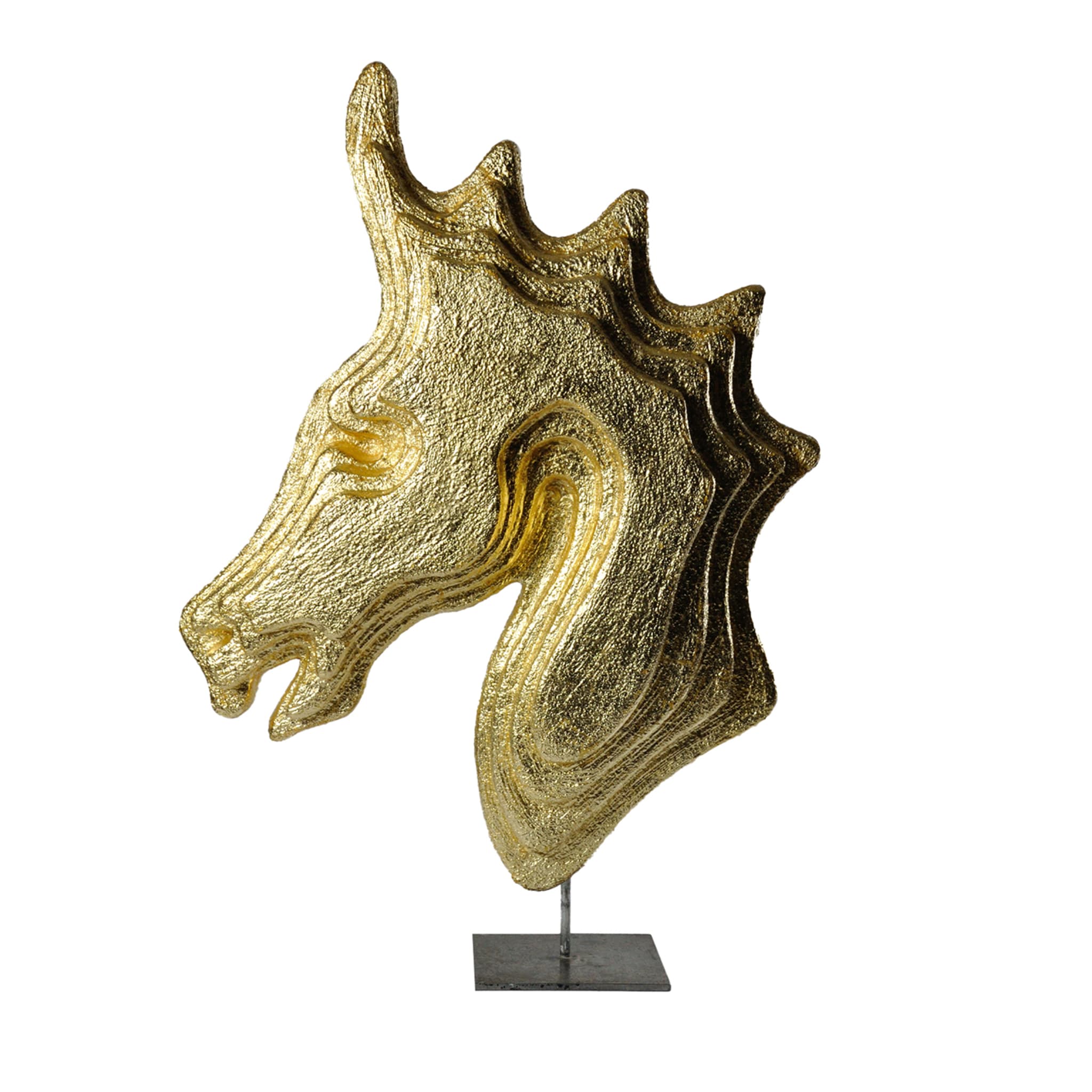Goldkopf Pferd Goldene Skulptur - Hauptansicht