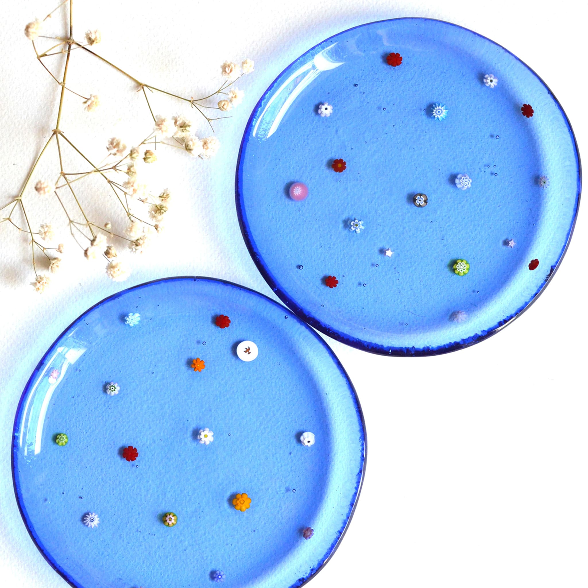Mare Set Of 4 Blue Glass Dessert Plates - Alternative view 1