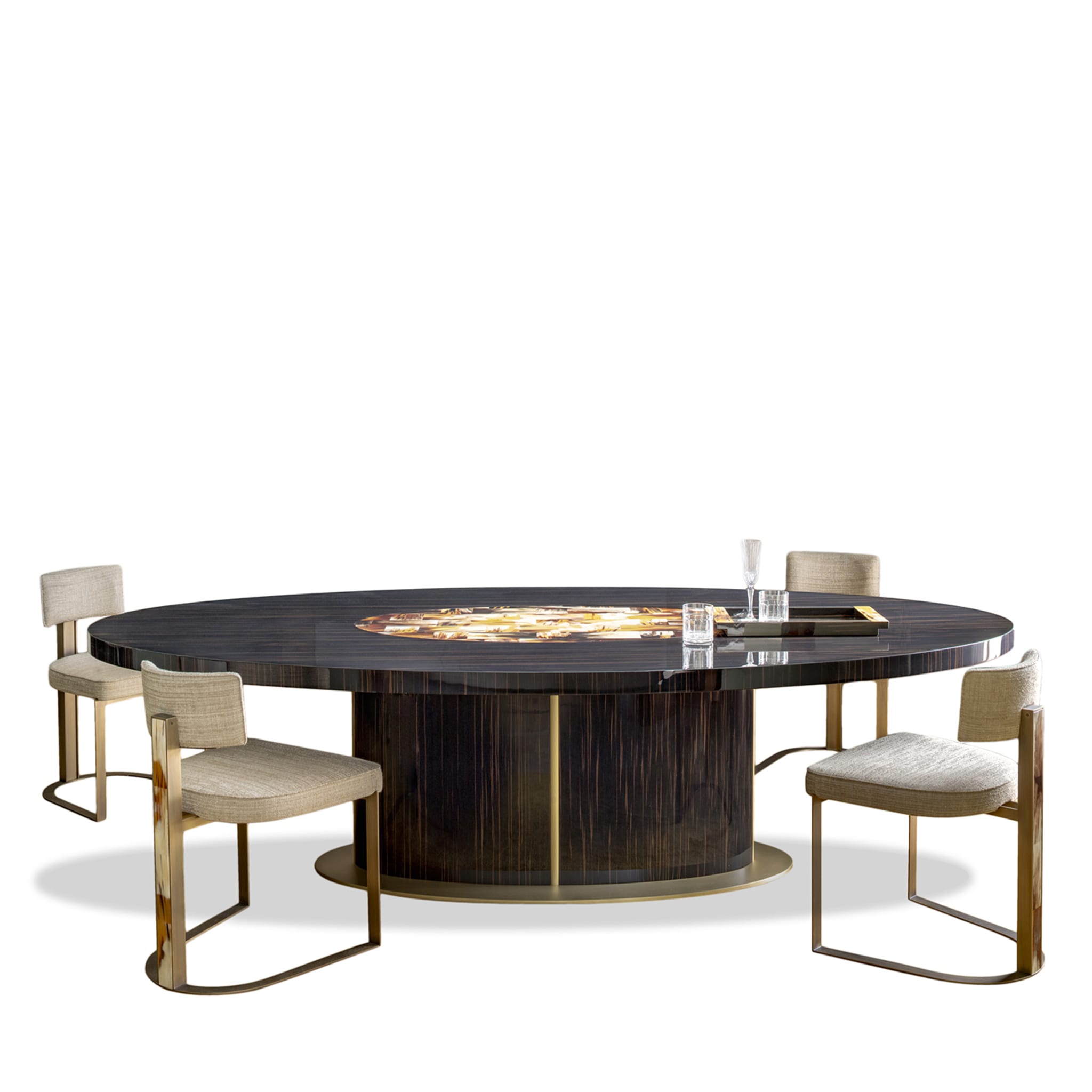 Nettuno Oval Ebony Dining Table with Horn Inlays - Alternative view 2