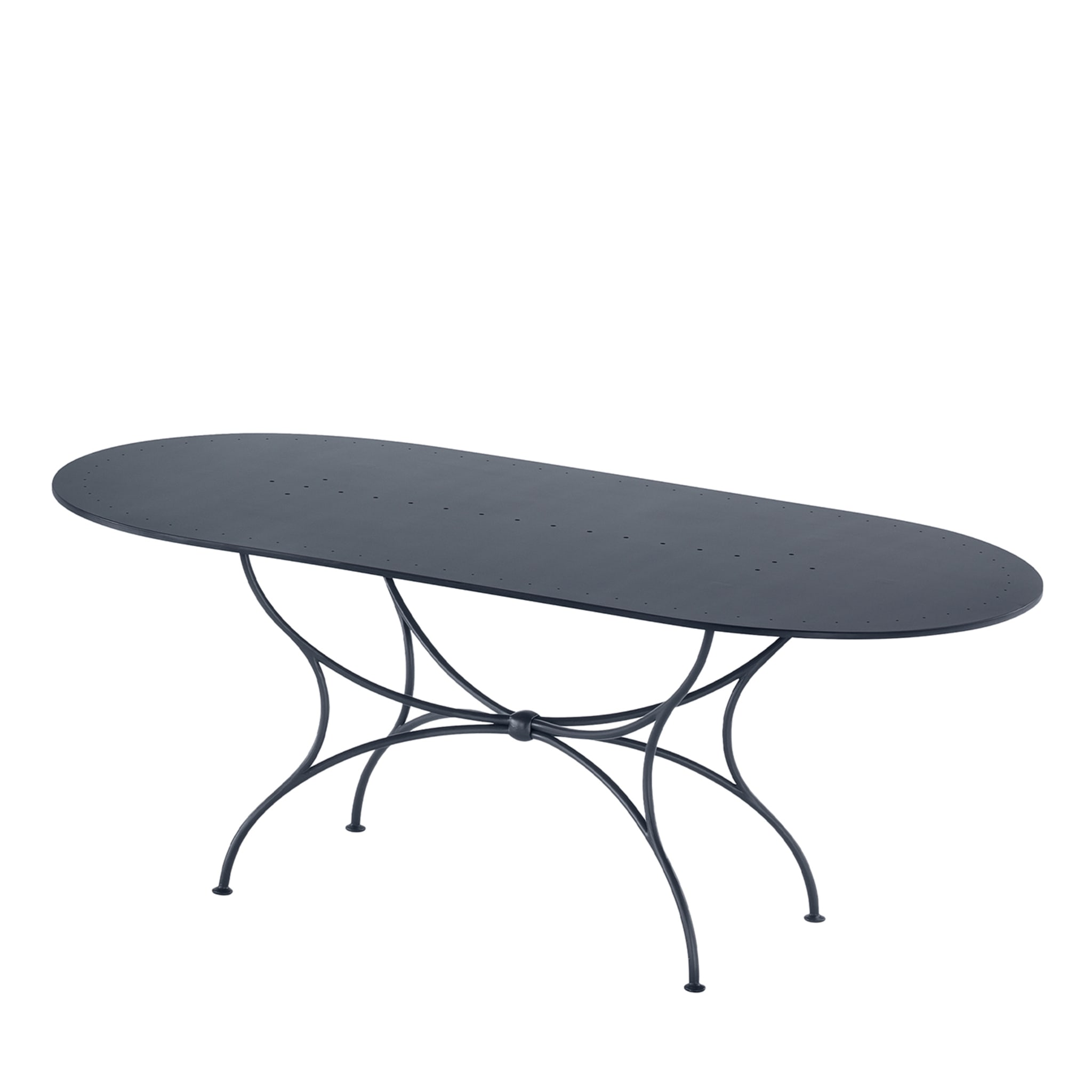 Solivo Oval Wrought Iron Gray Table - Main view