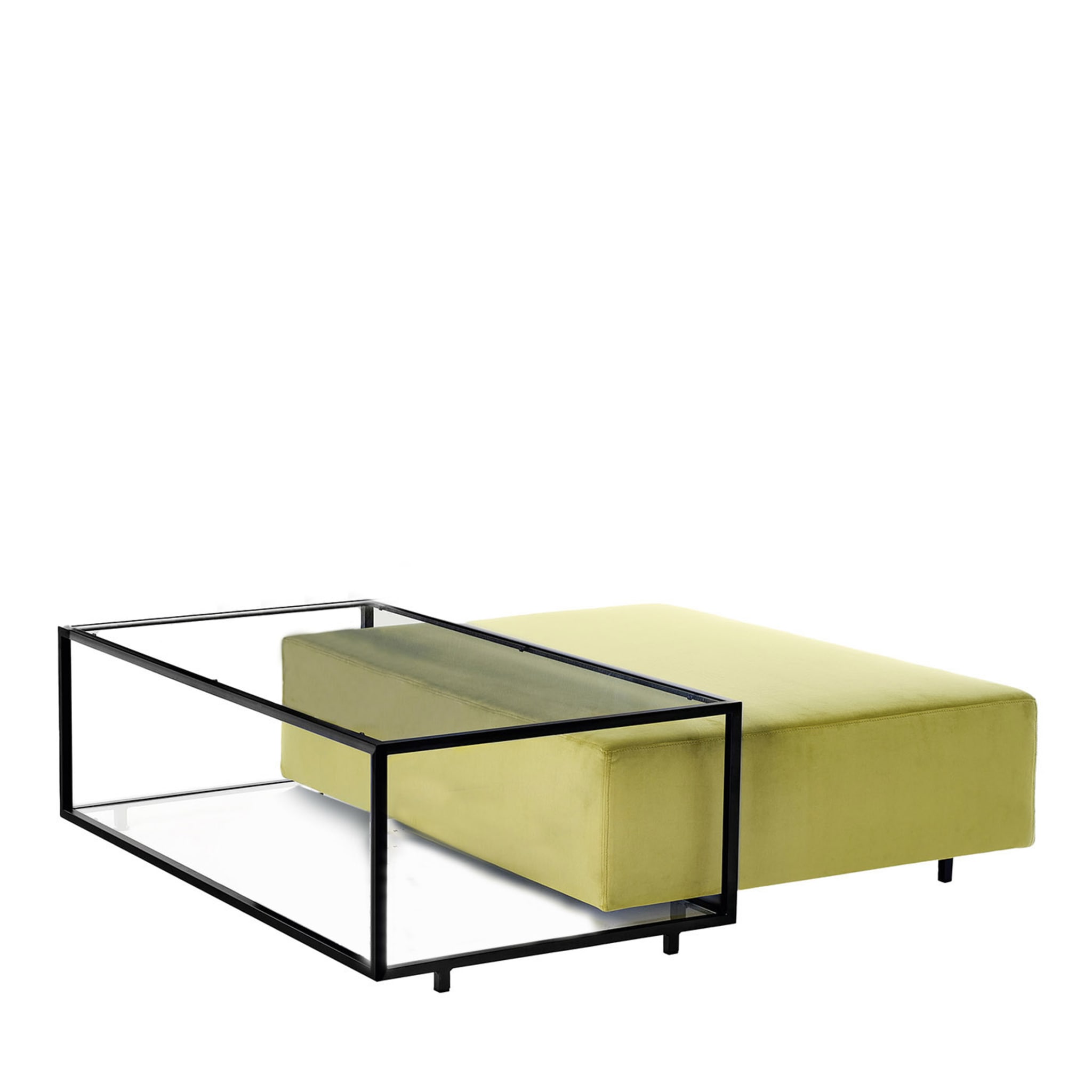 Zoom Green Pouf + Black Coffee Table by Uto Balmoral - Main view
