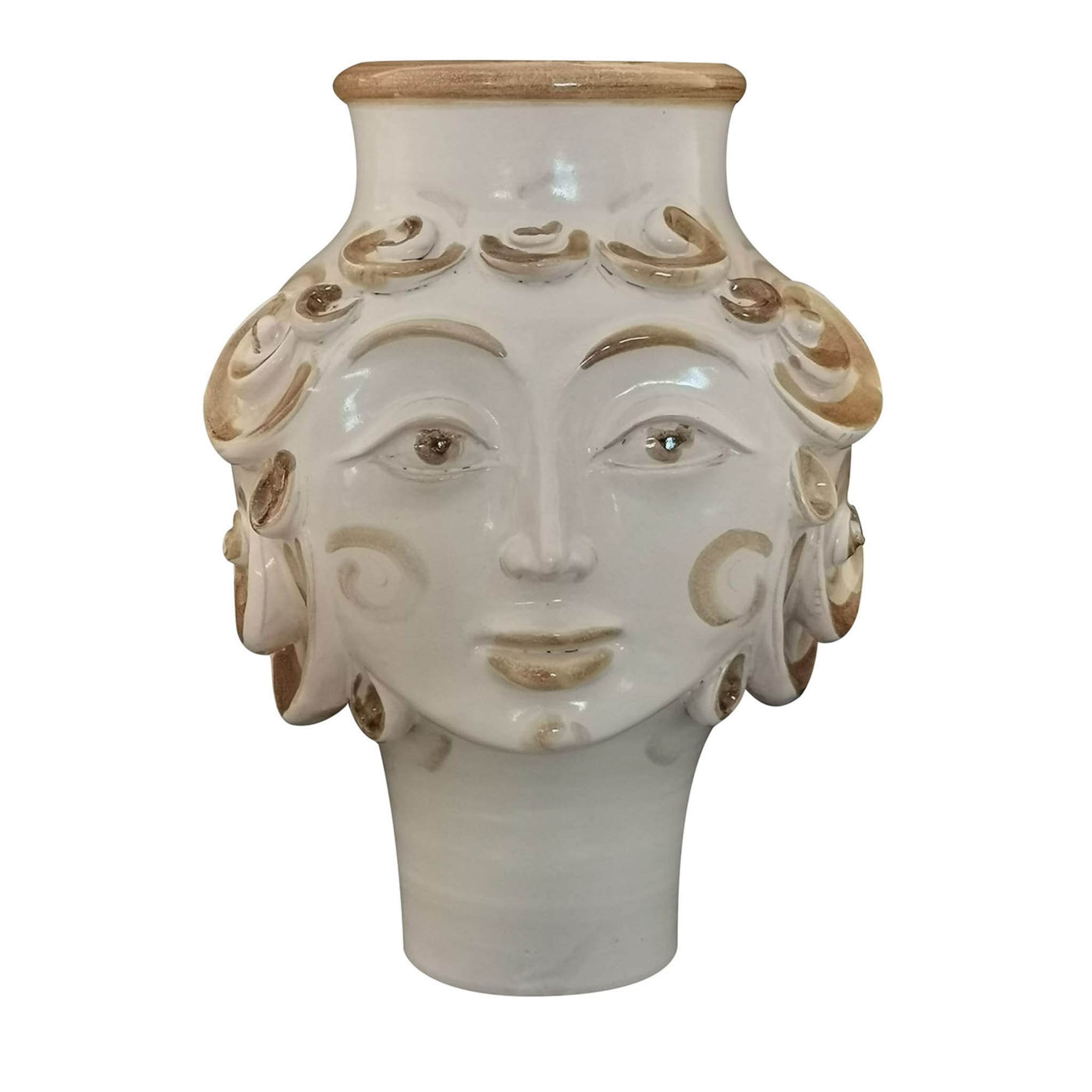 Head-Shaped White & Brown Vase - Main view