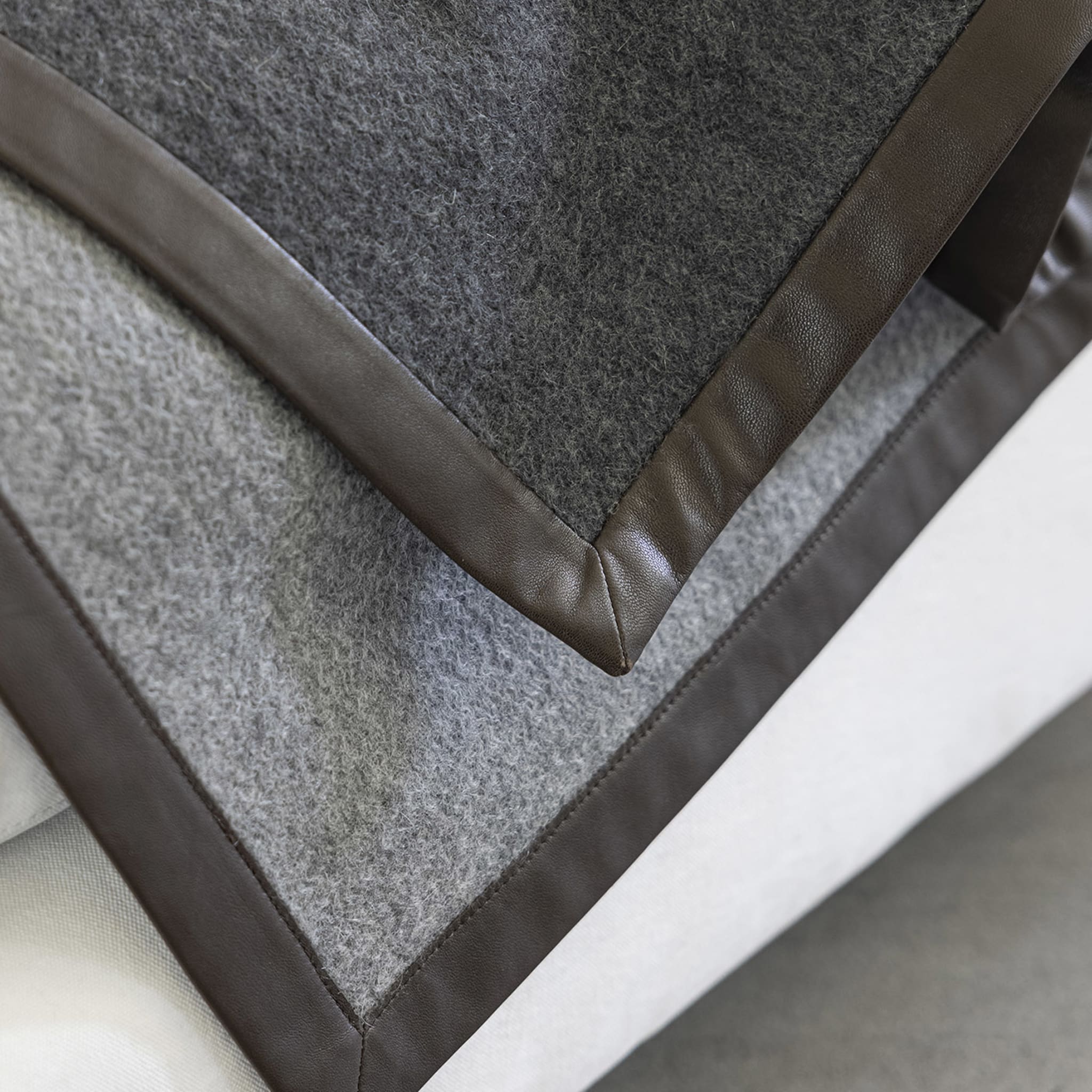 Salon Leather-Hemmed Gray Small Blanket - Alternative view 2