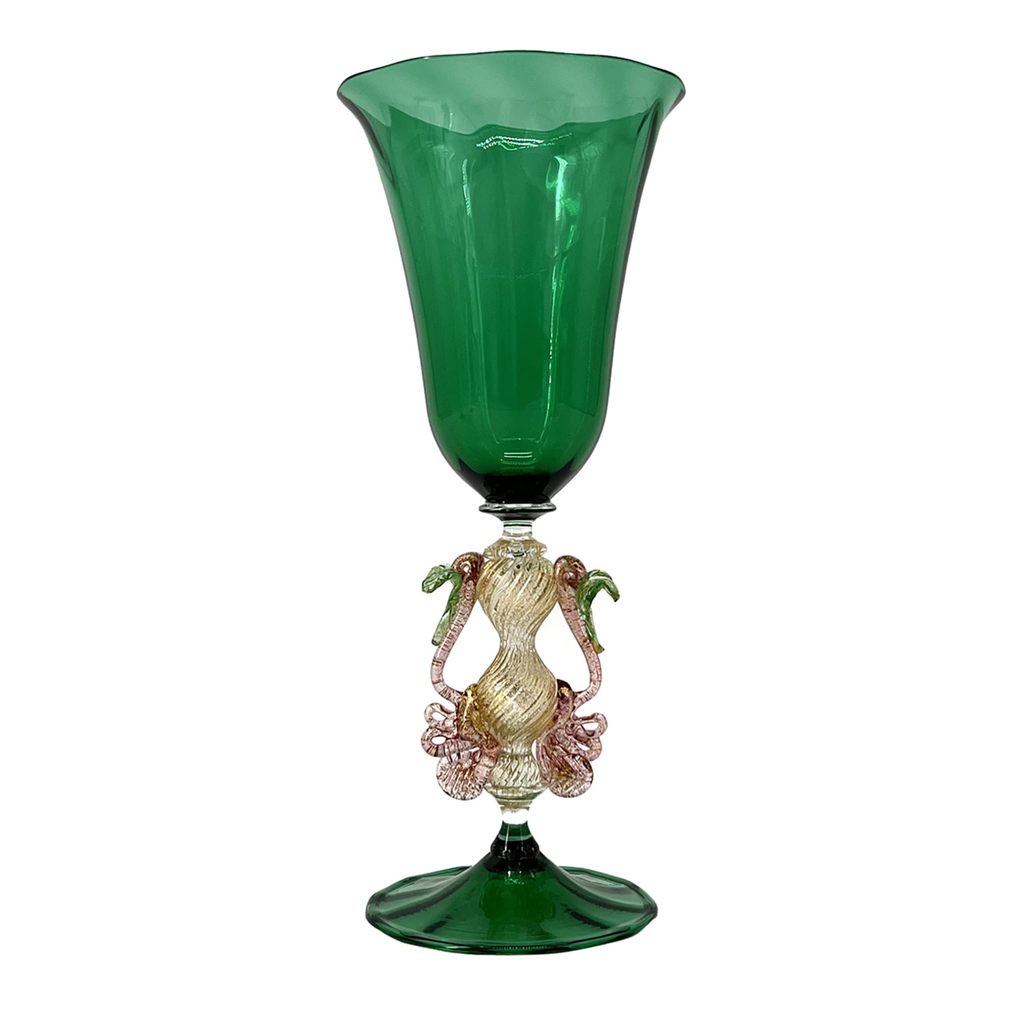 Tipetto Green & Golden Stemmed Glass #2 - Alternative view 2
