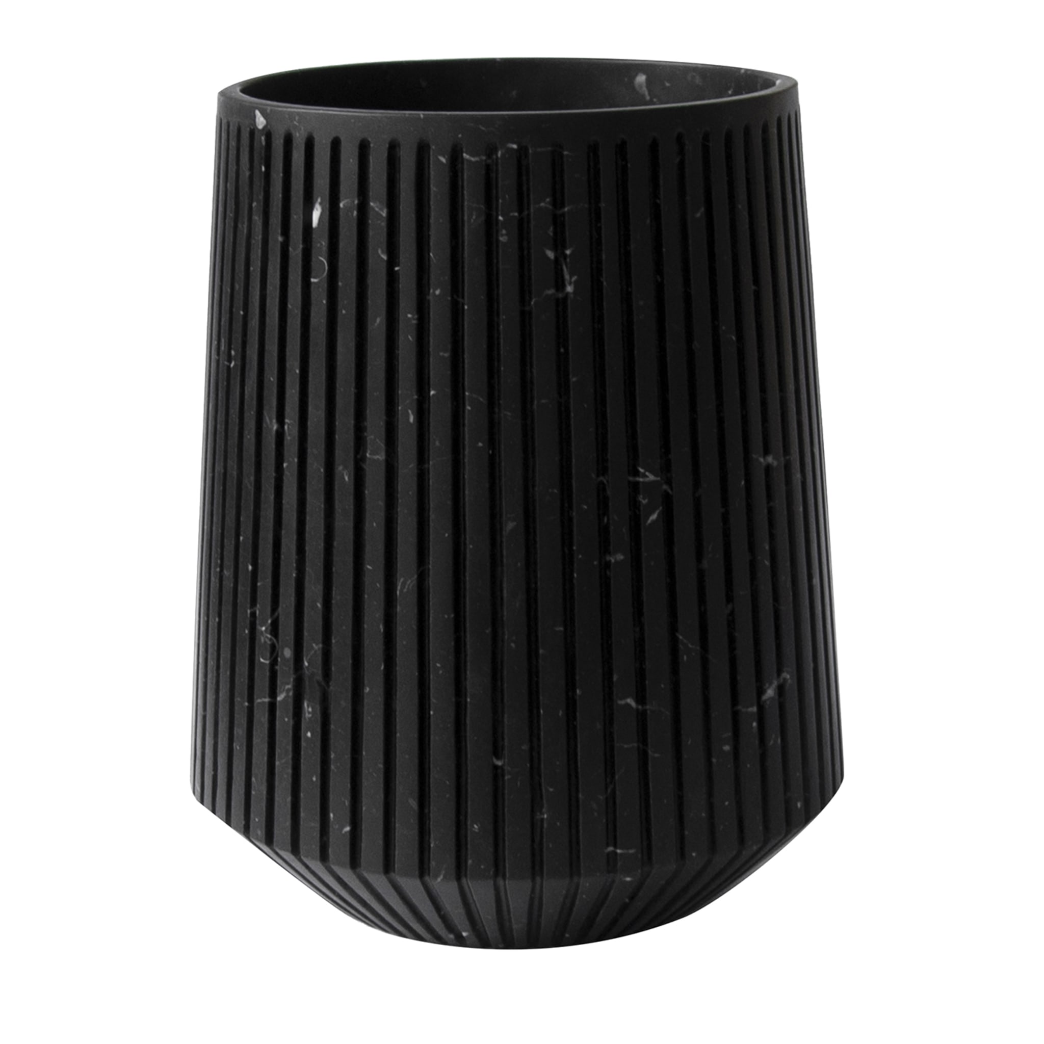 Striped Wide Vase in black Marquina marble - Main view