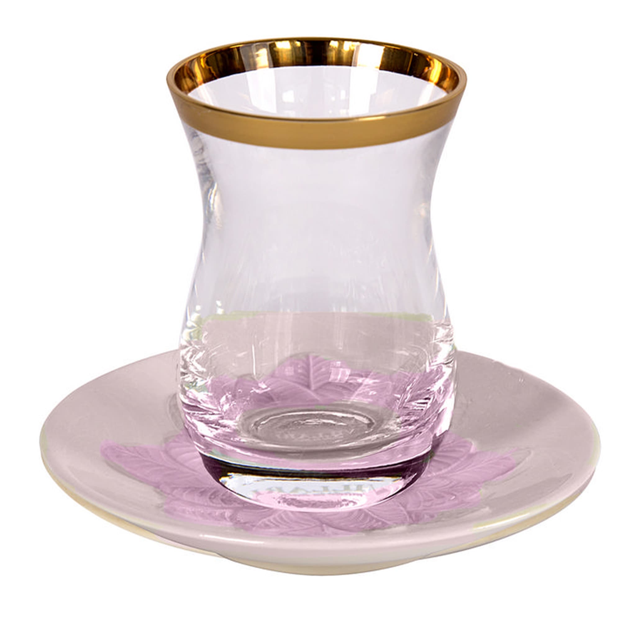 PEAOCOK ORIENTAL COFFEE BIG CUP - PINK AND GOLD - Main view