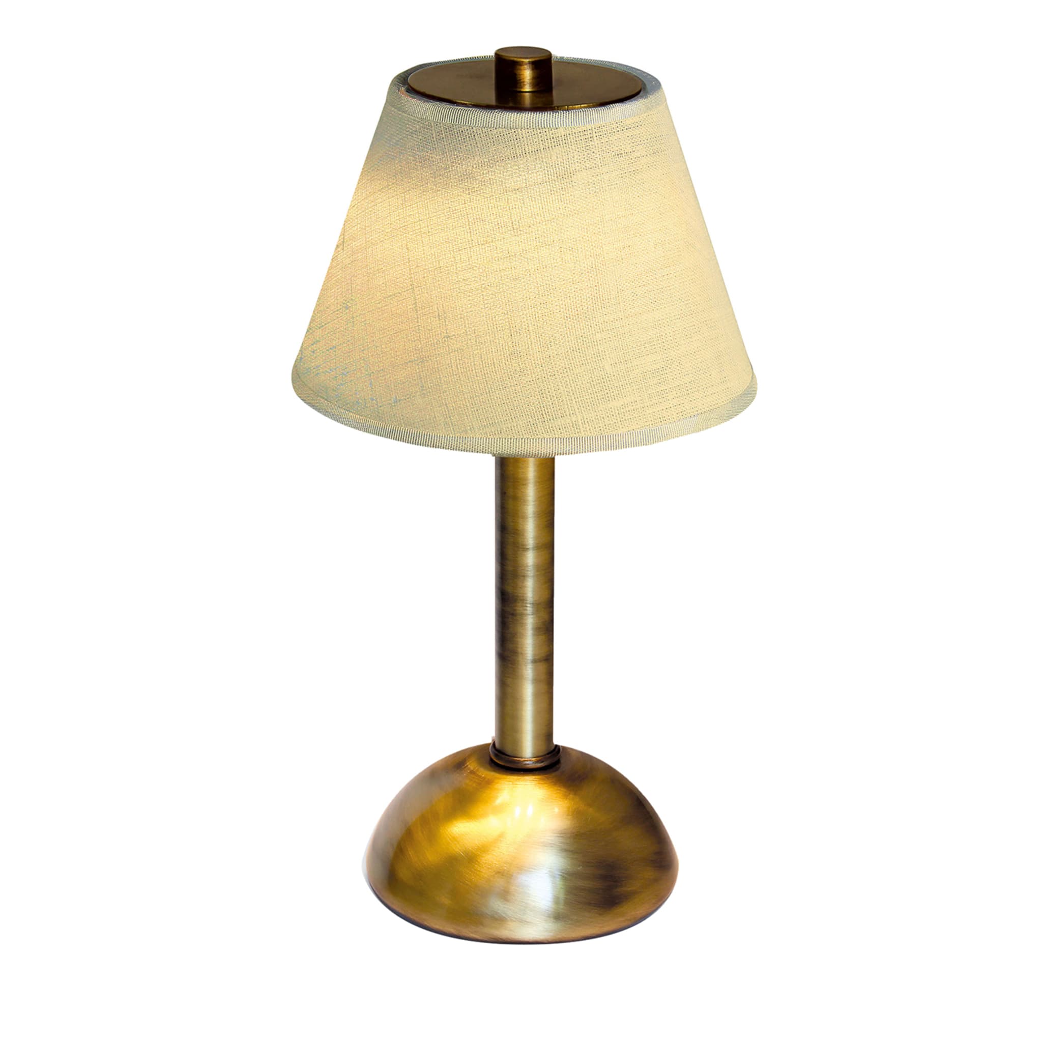 Moon Ivory Linen & Brushed Bronze Table Lamp by Stefano Tabarin - Main view