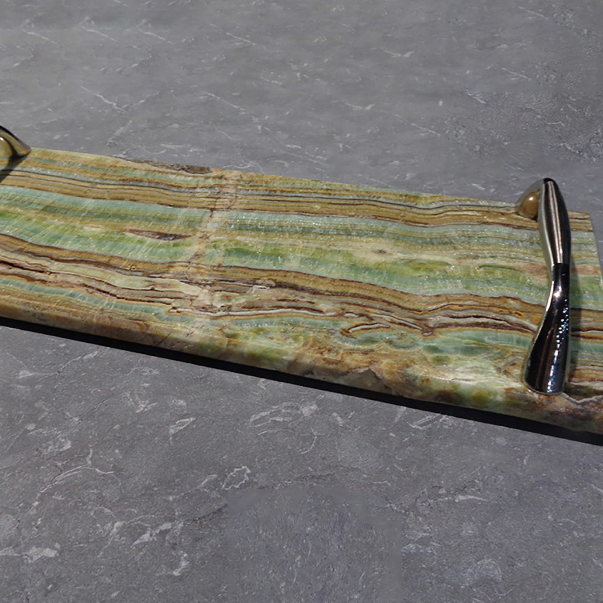 Rectangular Emerald Onyx Tray with Steel Handles #2 - Alternative view 2