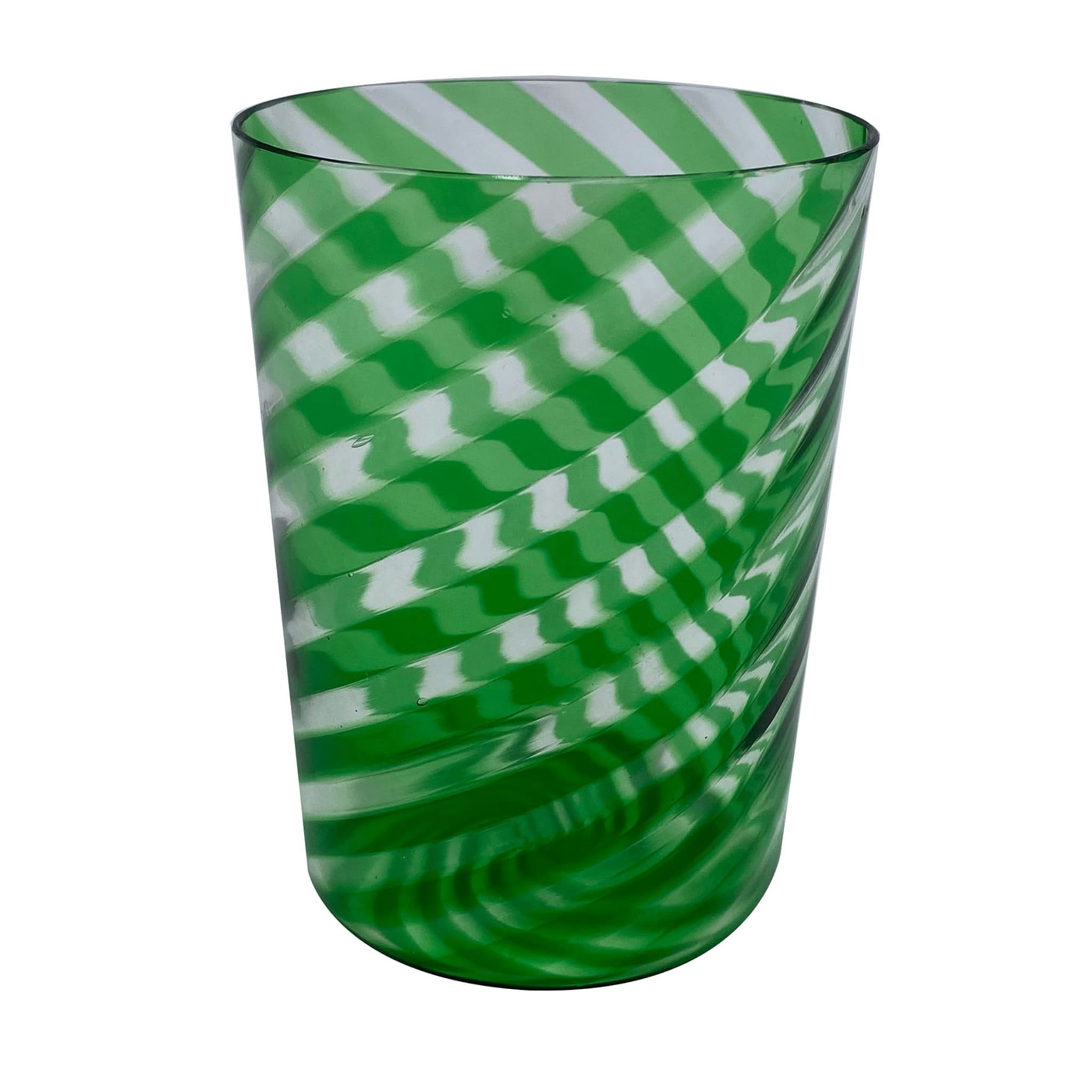 Juego de 2 vasos de agua verdes en espiral - Vista principal
