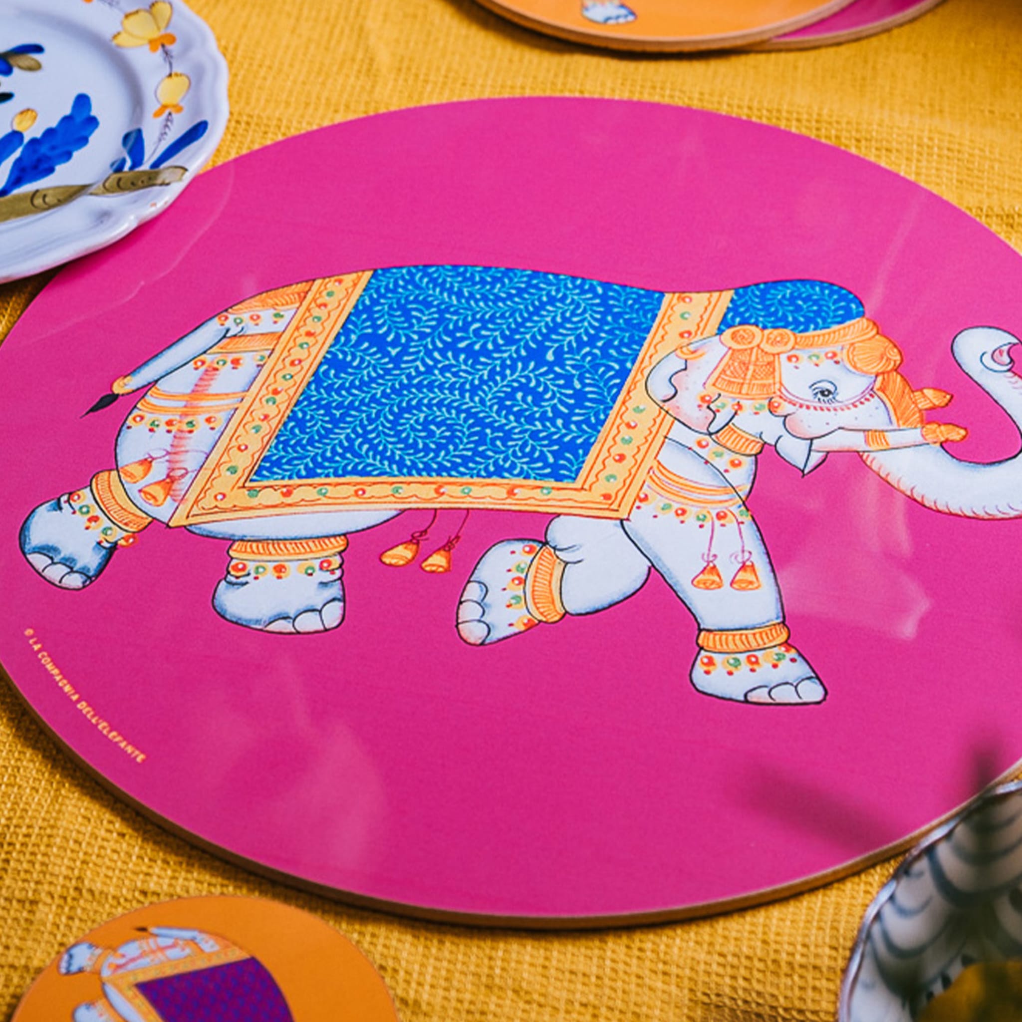 Elephant Set of 2 Pink Placemats - Alternative view 1