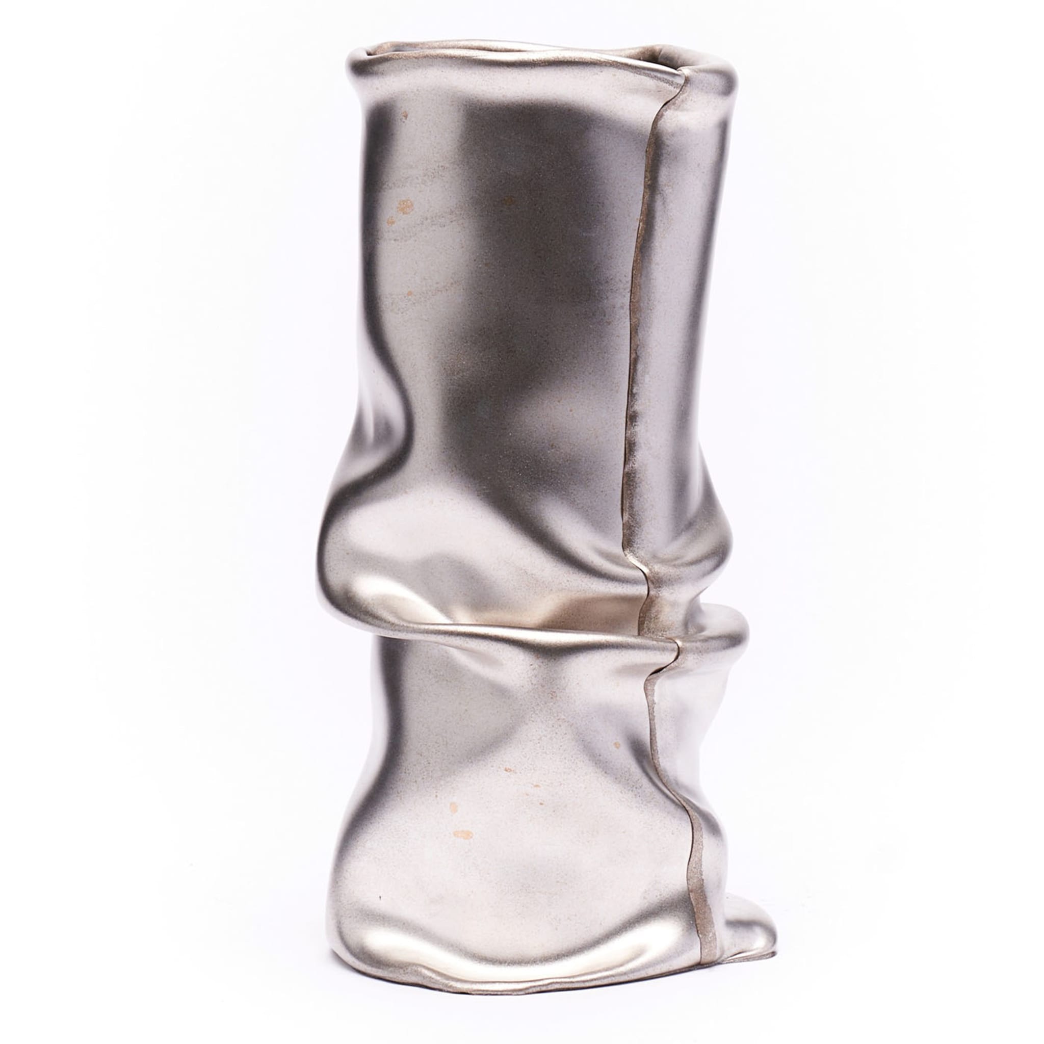 Venere Small Pleated Silvery Vase - Alternative view 1