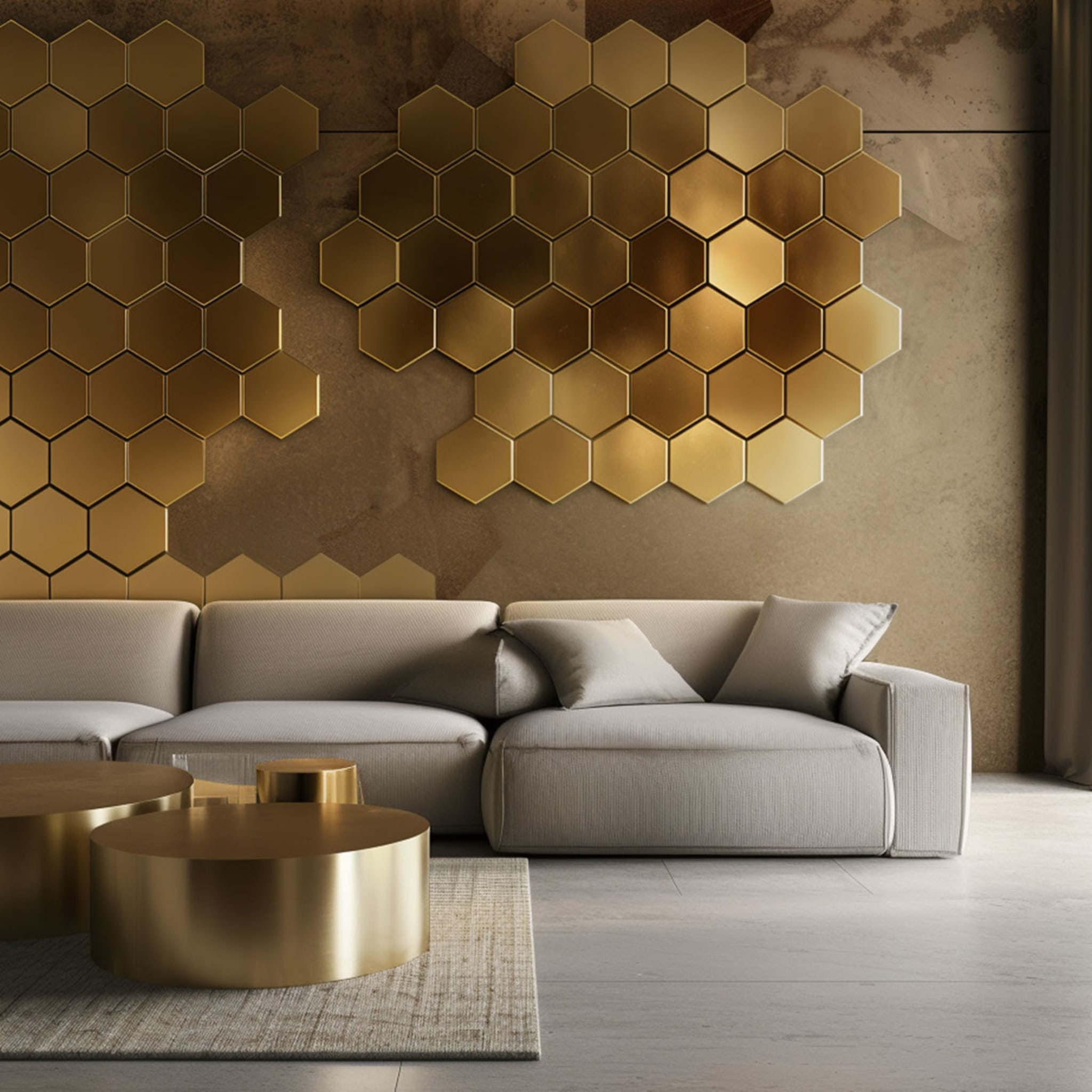 Infinito Set of 20 Hexagonal Scruffy-Looking Brass Tiles - Alternative view 5
