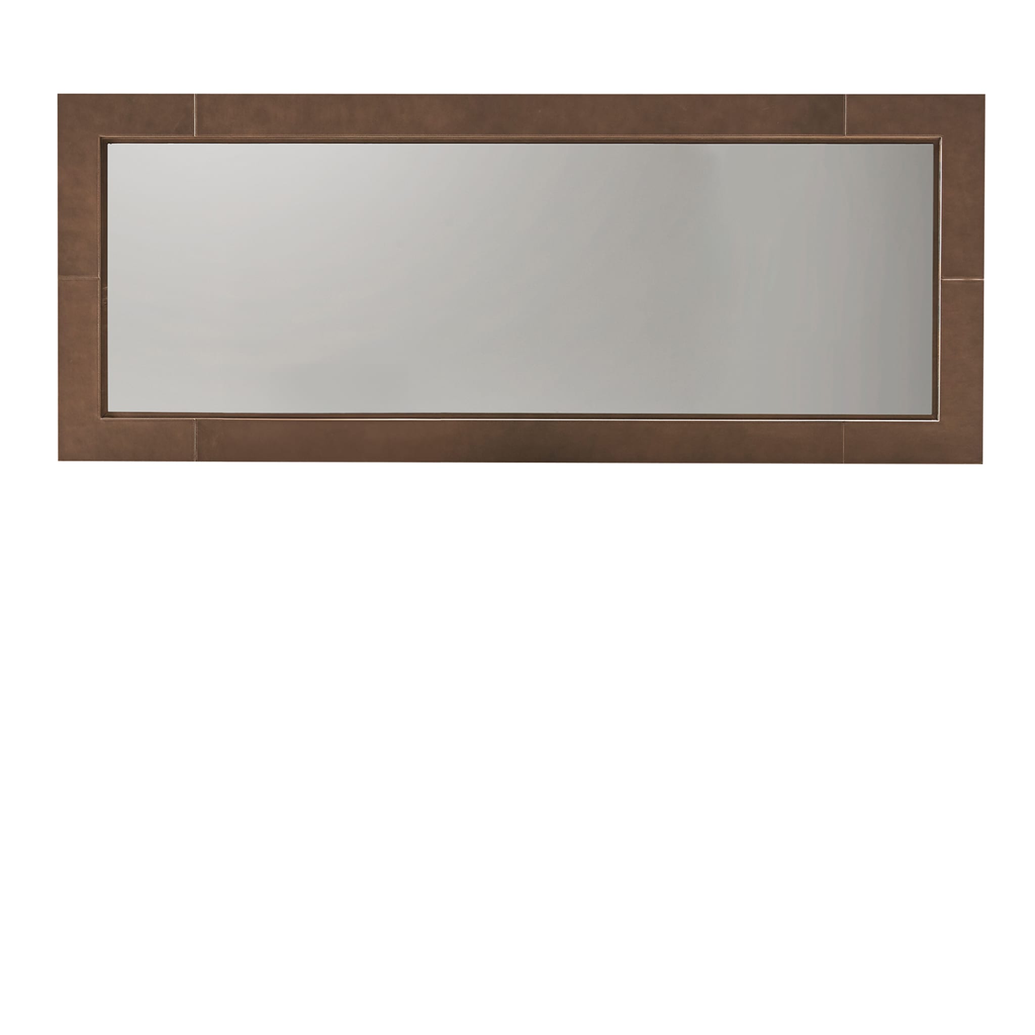 Specchio Volterra rettangolare in pelle marrone - Vista principale