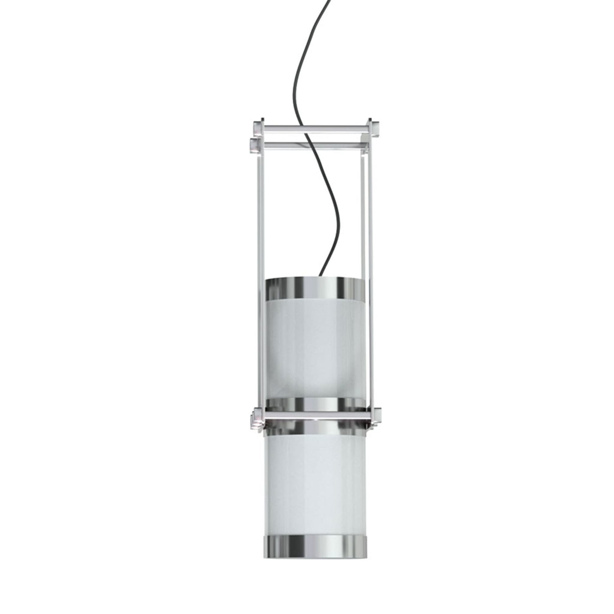 Lampe pendante cylindrique argentée - Vue alternative 3