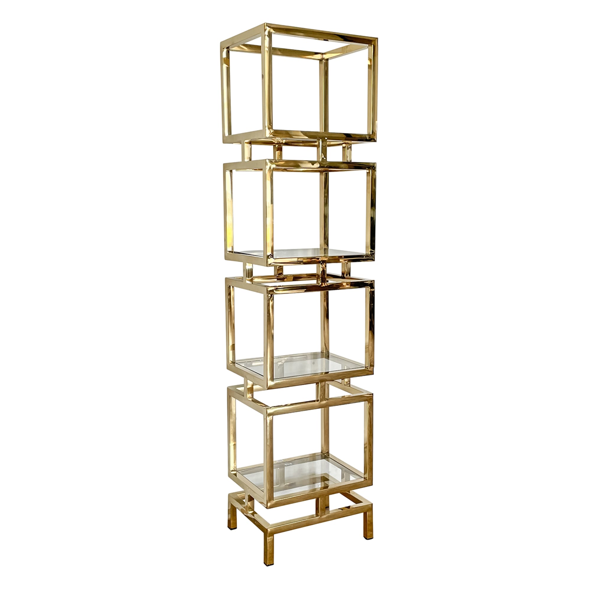 Column-Like 4-Unit Brass & Glass Bookcase - Alternative view 2