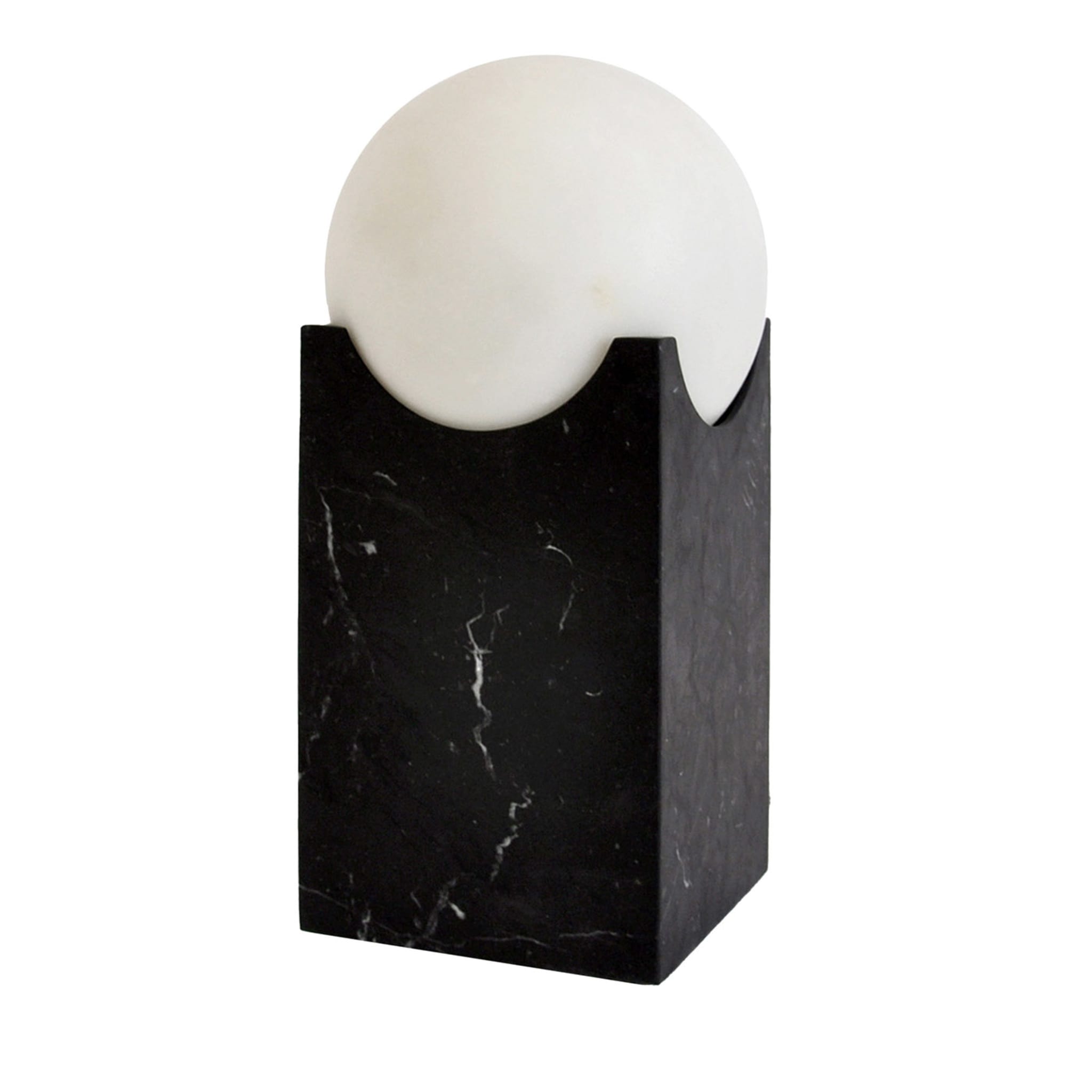 Small Black Marquina Marble Eclipse Table Lamp - Main view