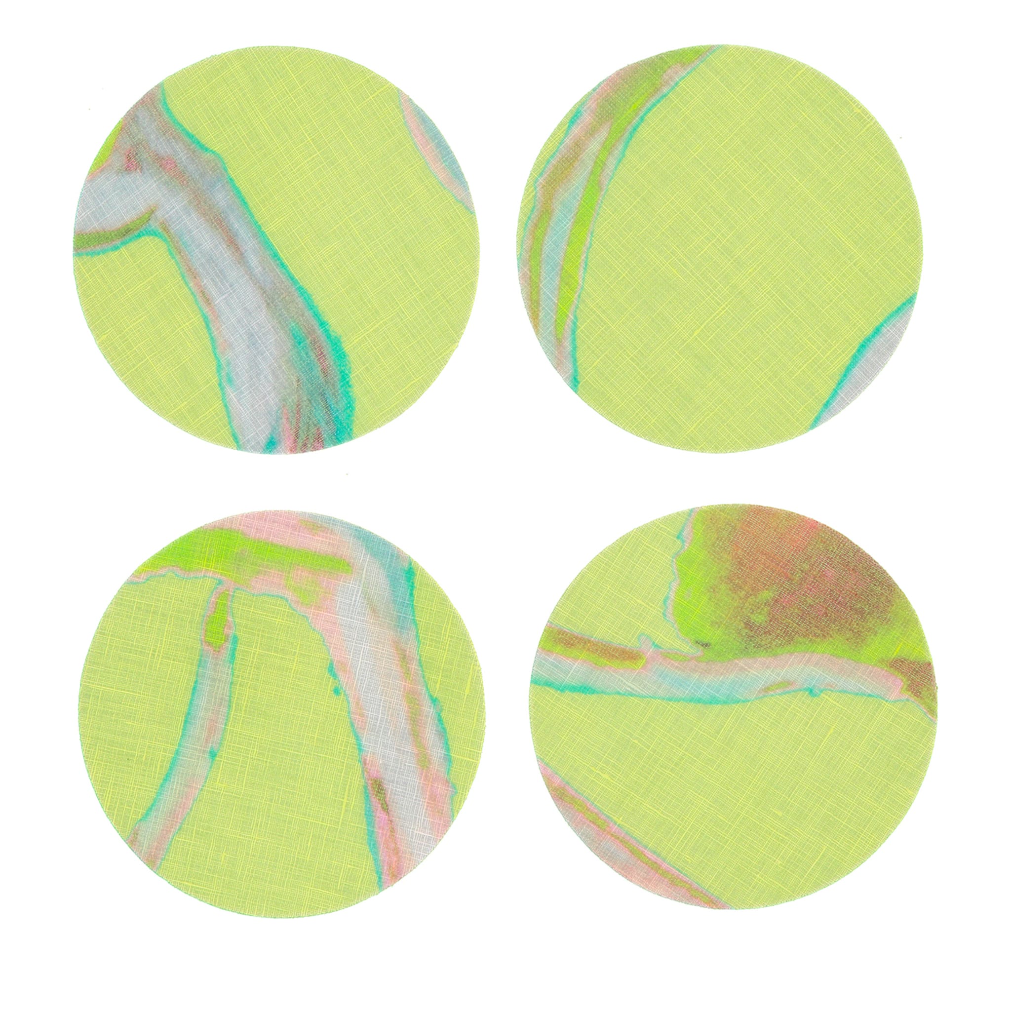 Set of 8 Light Flux Coated Coasters in Green - Main view