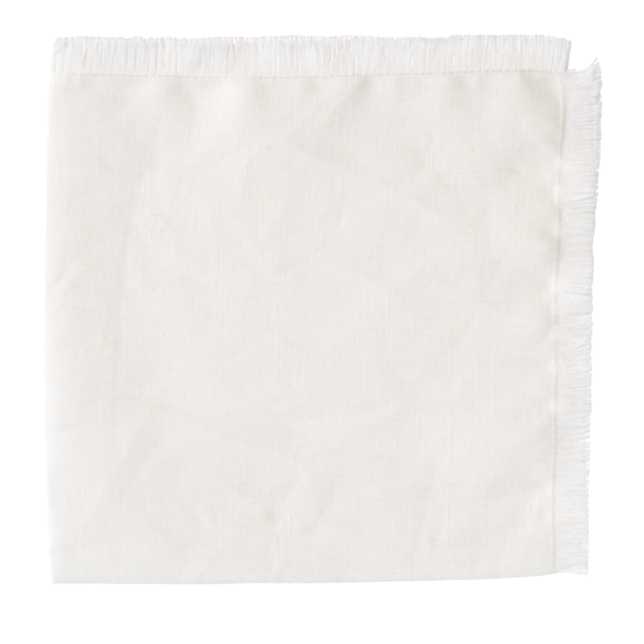 Set of 4 Luxury Hand-Fringed White Pure Linen Napkins - Main view